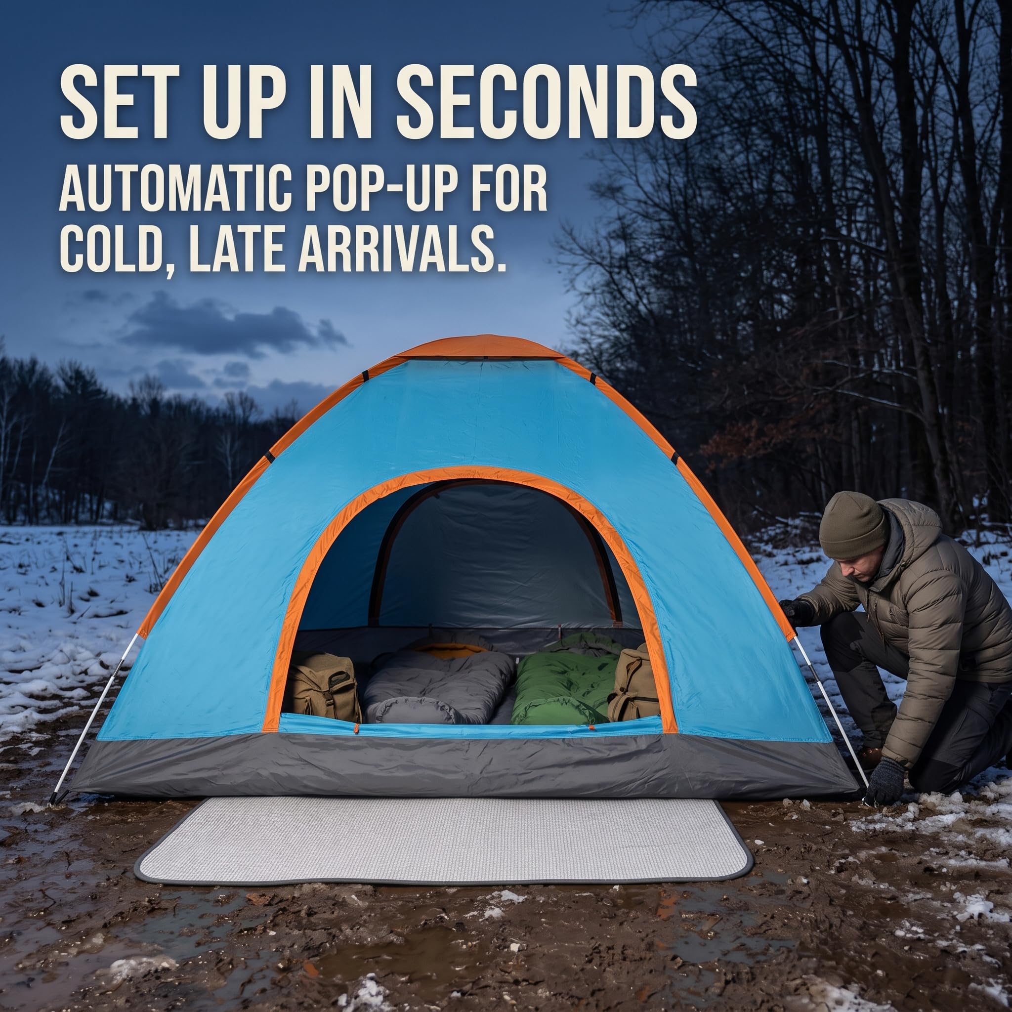 Tienda Campaña Instantánea Automática para Camping Familiar, Impermeable con Mosquitera