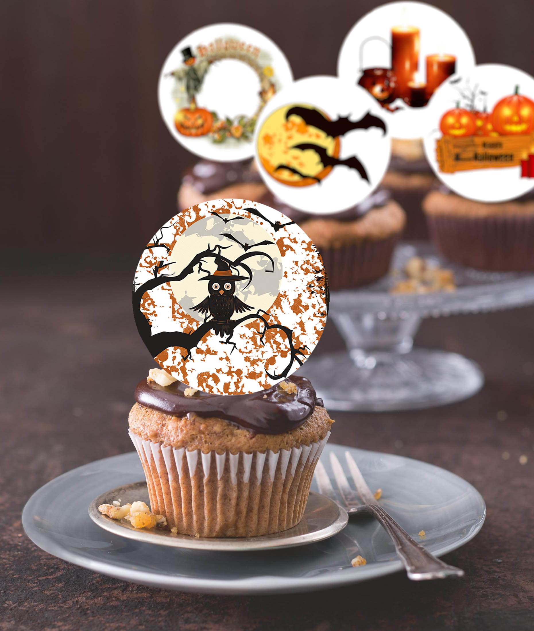 24 x Pre-Cut Halloween Mix 16 Edible Stand up Wafer/Rice Paper Cupcake Toppers Birthday Party Cake Decorations