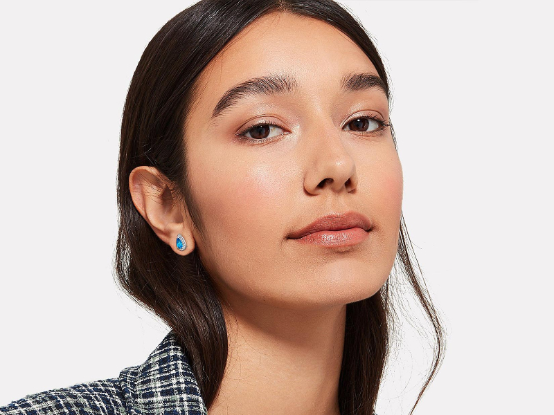 Bestyle Pendientes Mujer Plata De Ley 925 De Lágrima, Pendientes Piedras Nacimientos De Turmalina Rosa Octubre, Pendientes Pequeños Con Circonita Cúbica, Pendientes De Moda Para Cumpleaños Navidad