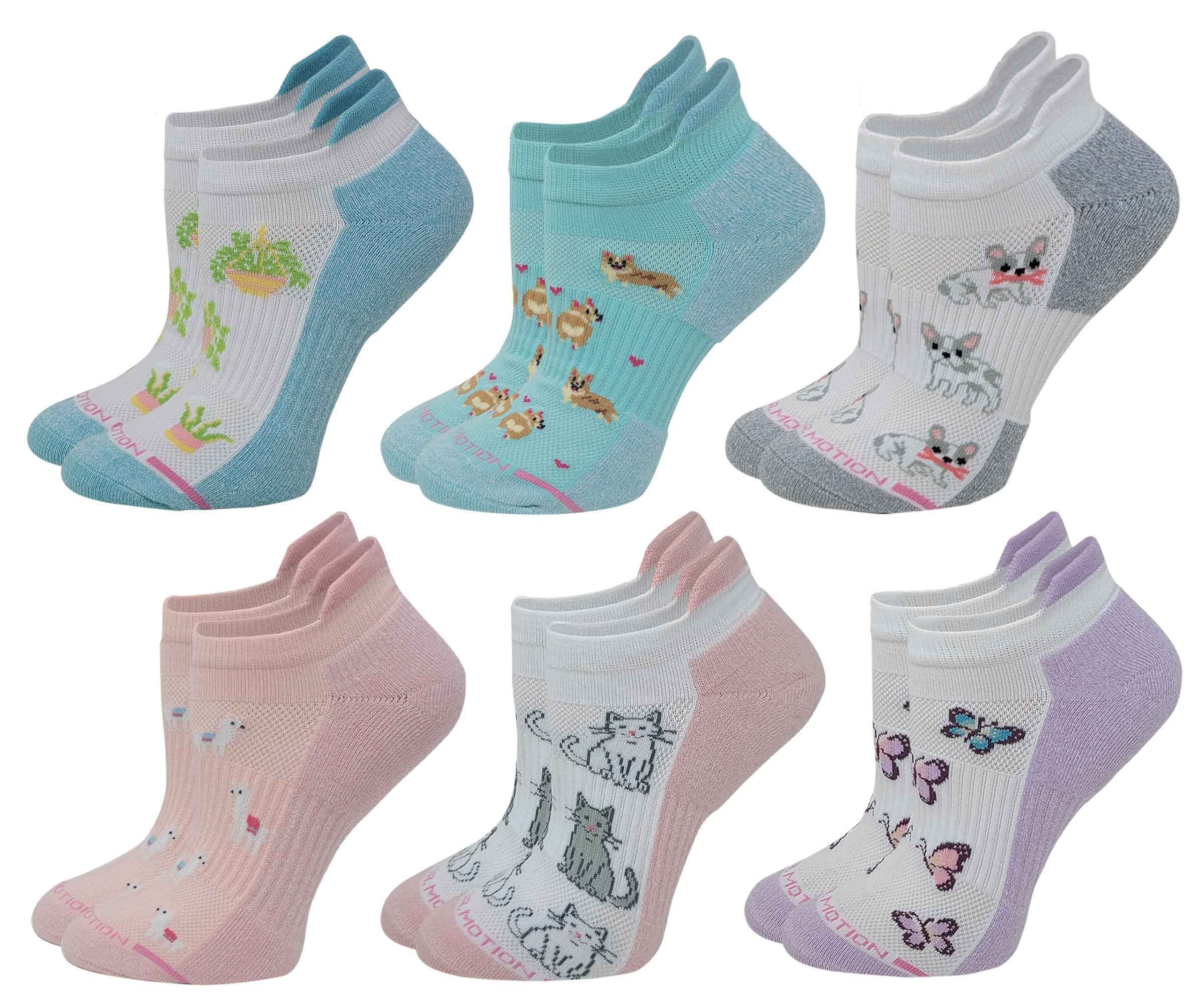 Dr. Motion 6 Pairs Womens Low Cut Ankle Cushioned Breathable Compression Socks