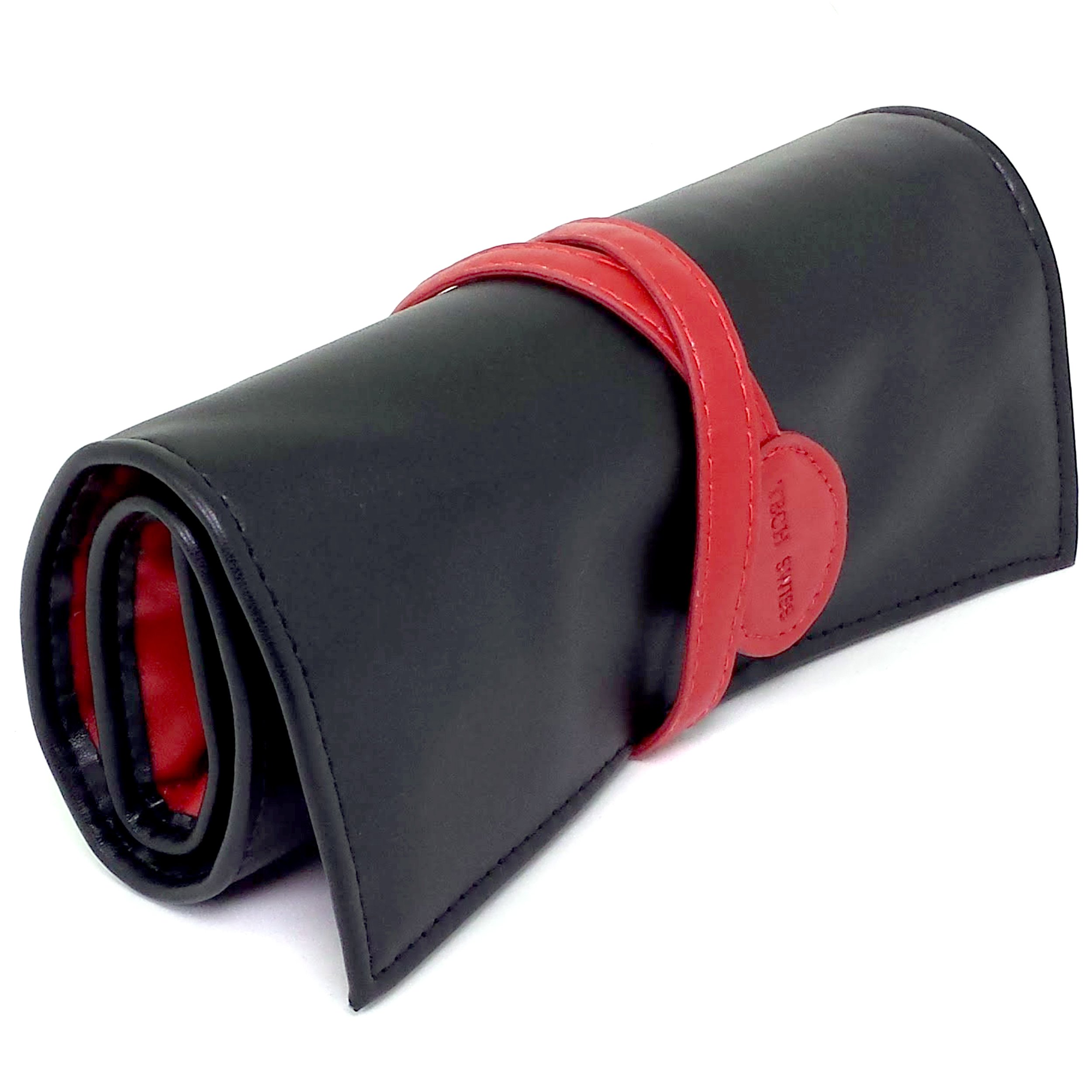 Travel Roll up Watch Case Organizer for Apple Watch Bands Straps Accessories (Black/Red)