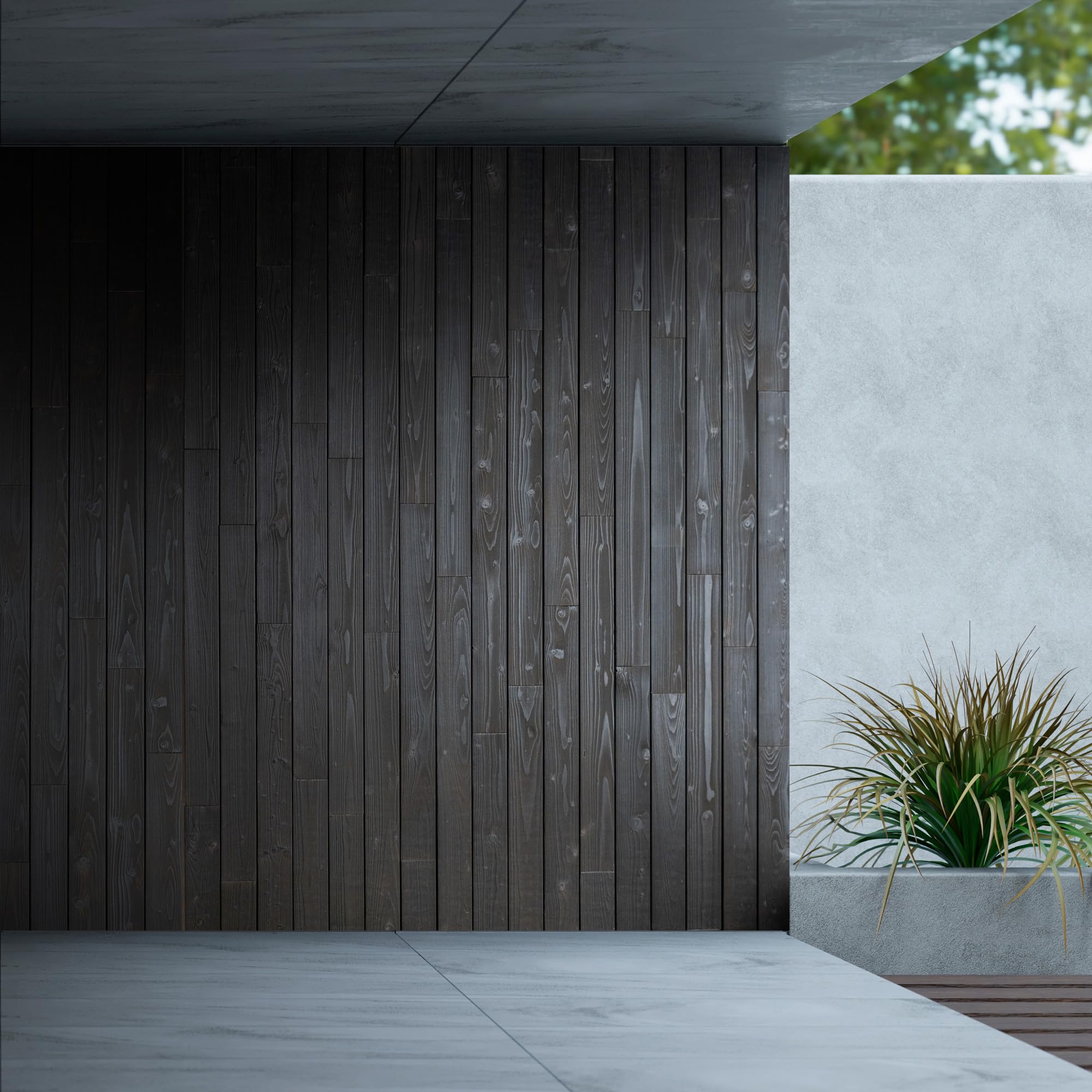 Verkohlte Holzverkleidungsbretter mit Nut und Feder – Schwarz – Wooden Wall Design (1 m2)