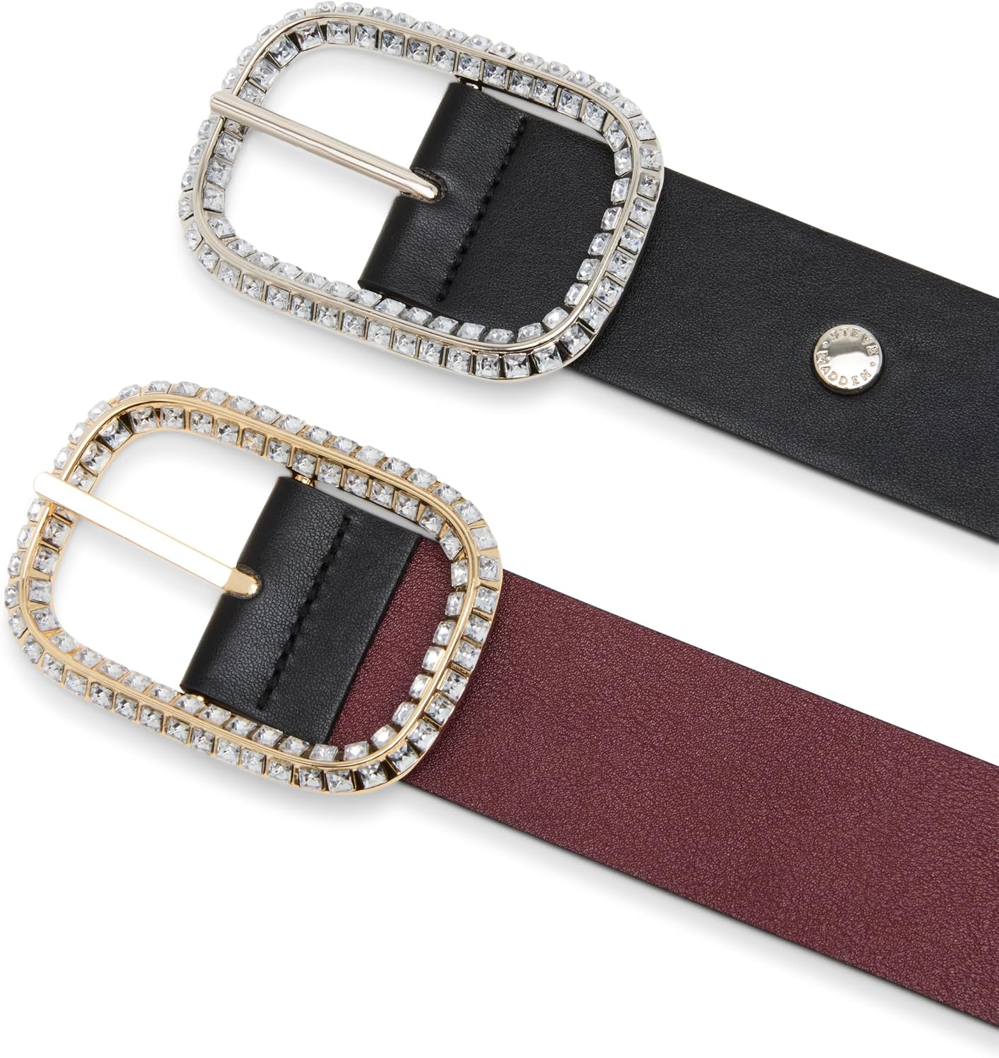 Steve Madden Rectangular Rhinestone Buckle Belt