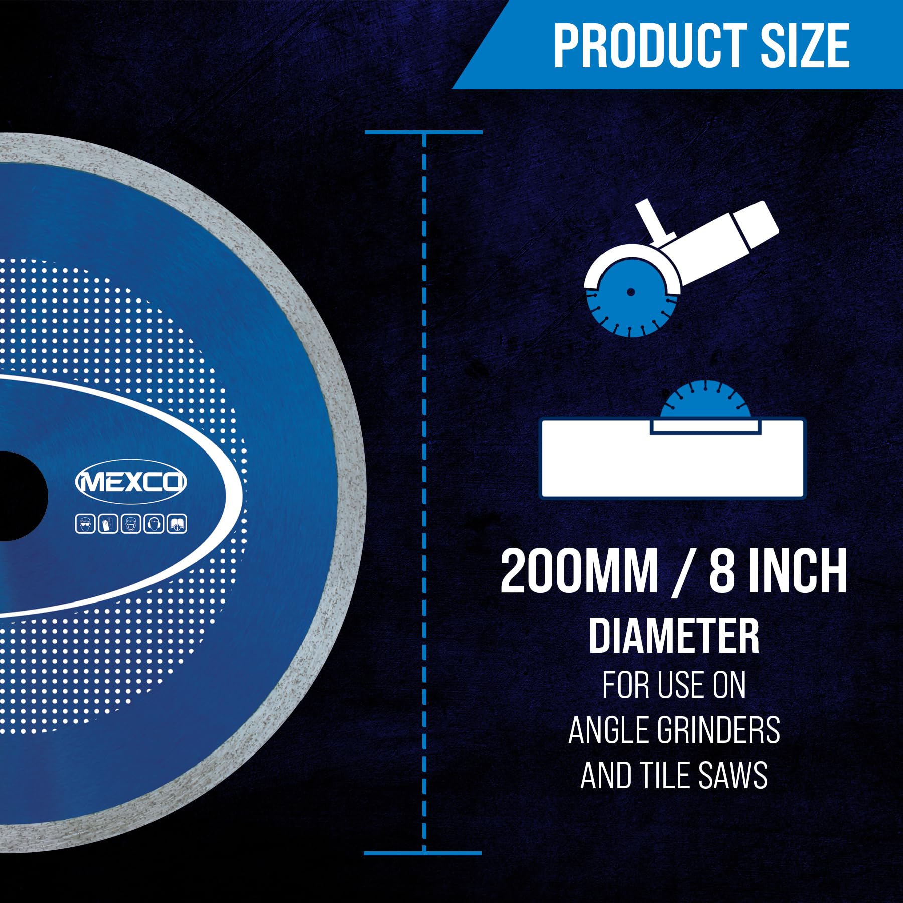 Mexco CMX Ceramic Materials Diamond Blade - High Performance & Fast Cutting Disc for Tiles - 200mm, 25.4mm Bore - Image 4