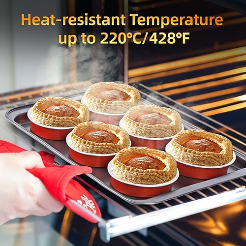 Vista 220 de Beasea Latas desechables para tartas de 4 pulgadas, paquete de 50 mini sartenes con tapas, molde de aluminio dorado de 8 onzas, moldes para tartas