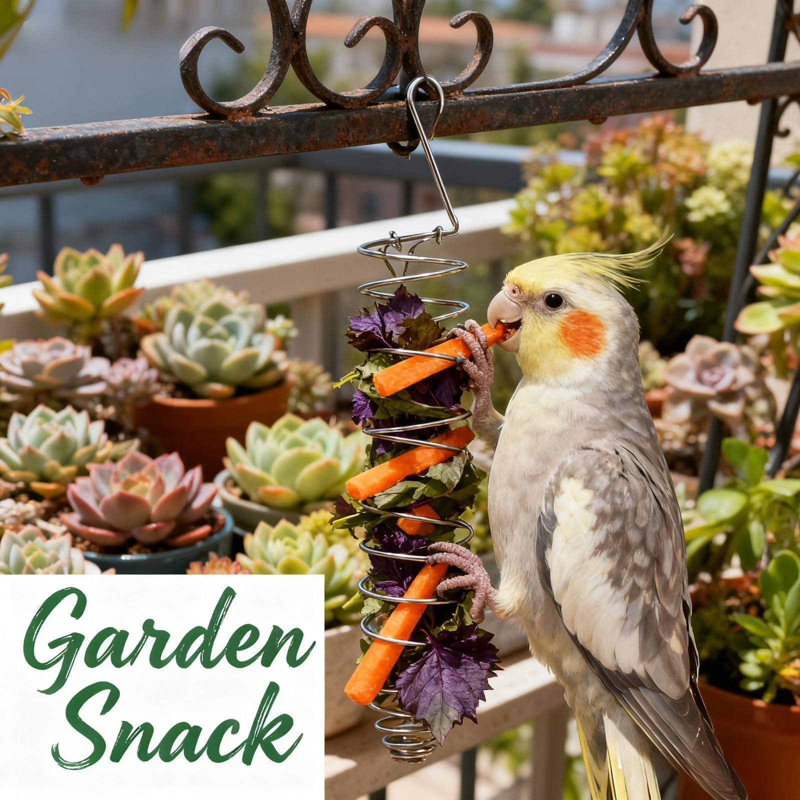 1 Pack Millet Spray Holder for Parrots, Parakeet Snack Stick Feeder, Natural Millet & Crunch Bar Station for Birds, Includes Cuttlebone and Calcium Block for Active Beak Chewing and Play Exercise - image 5