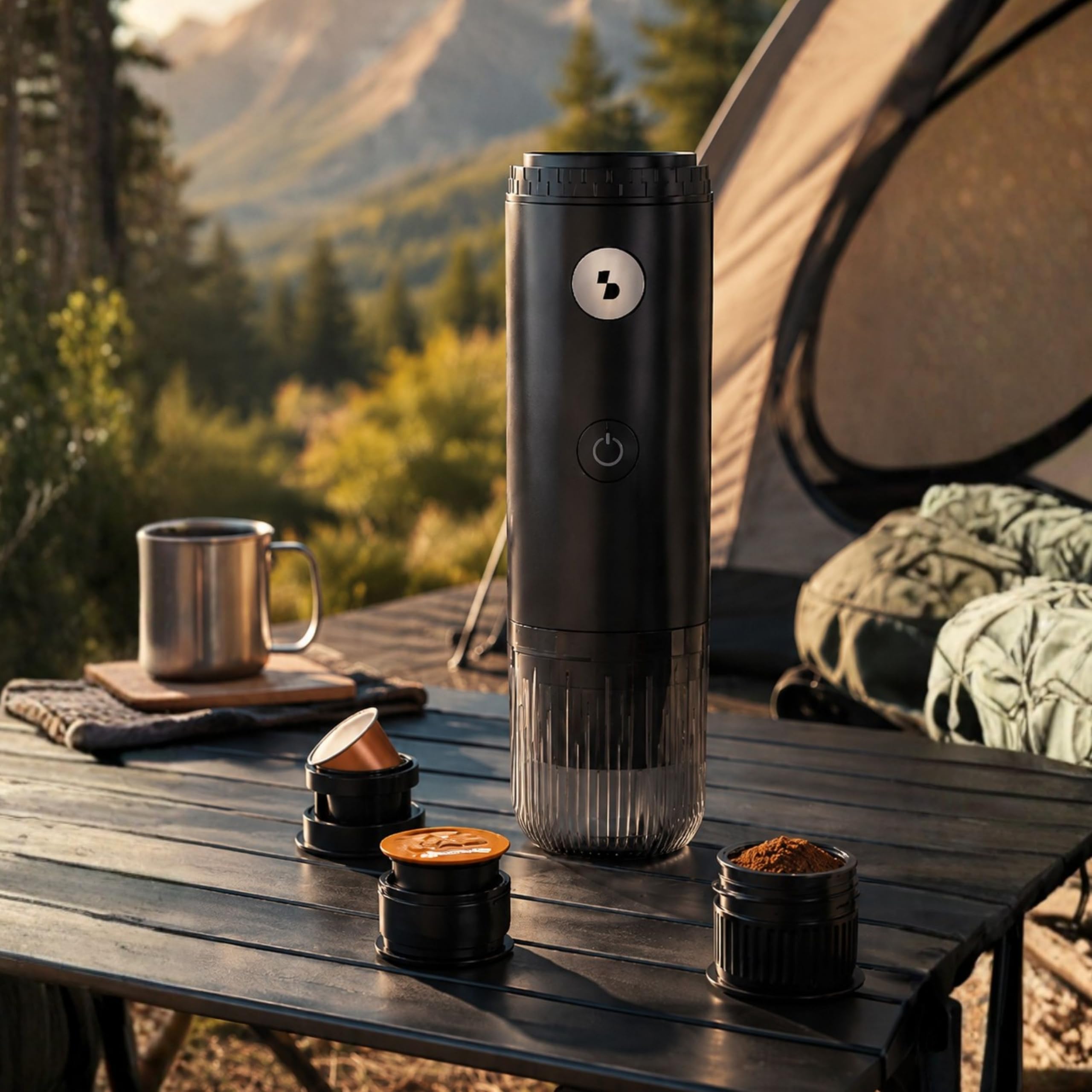 BEPER P101CAF250 Cafetera Espresso Portátil Recargable 3 en 1– Compatible con cápsulas Nespresso®, Dolce Gusto® y café molido, 19 bares, inalámbrica, calentamiento integrado, USB-C