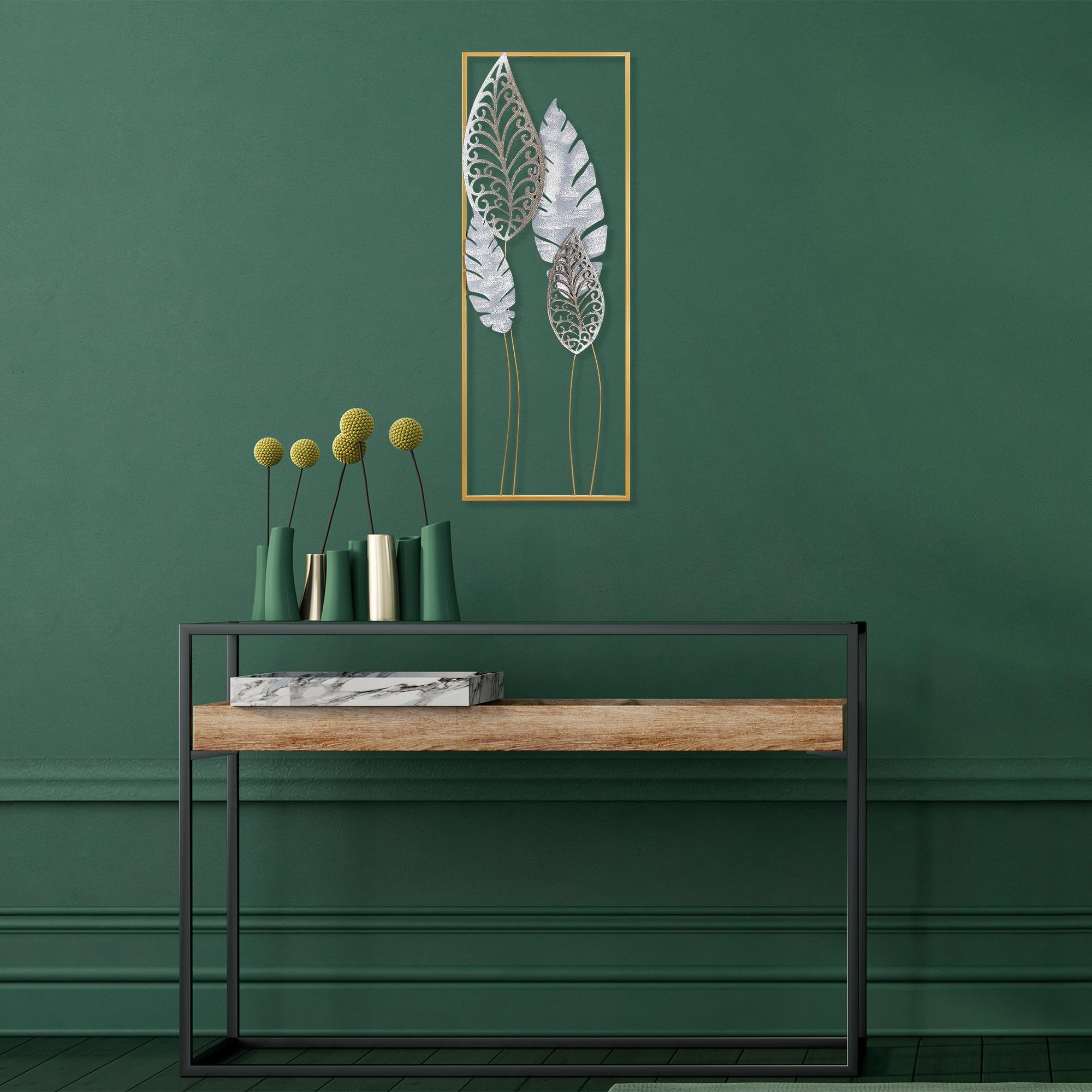 Hand-Painted Decorative Metal Wall Accessory, 32 x 90 x 5 cm, 100% Metal, Unique Colour Variations, Perfect for Home Decor & Art Lovers