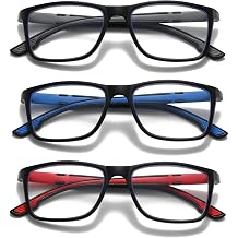 3 Pairs Sporty Style Reading Glasses for Men Women Blue Light Blocking Computer Readers Lightweight Cheaters