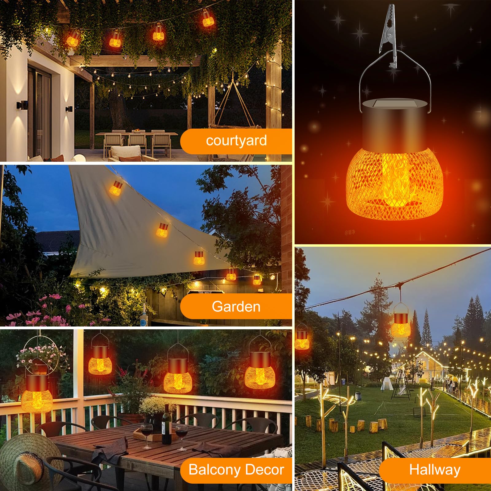 4 piezas Solar Hanging Light, IP65 resistente al agua lámparas solares para exteriores colgantes lámparas solares de jardín para exteriores, lámpara colgante, para jardines, patios, vallas, árboles
