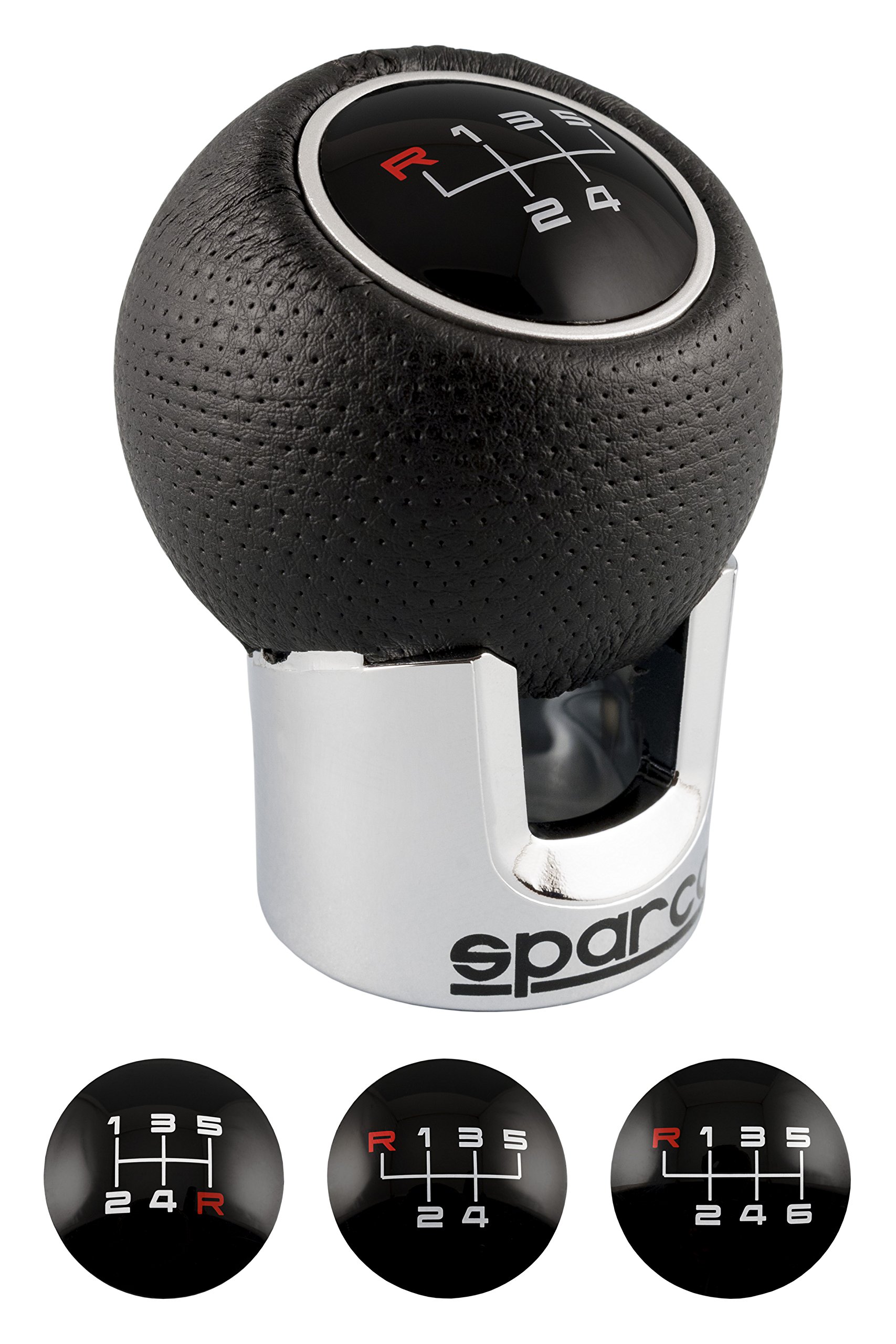 Sparco Spc Spc0105Ch Manopola Lazio Intl, Nero/Cromo & Opc12120001 Set Di Cuscinetti Cinture Nero/Grigio, Taglia Unica, Set Di 2