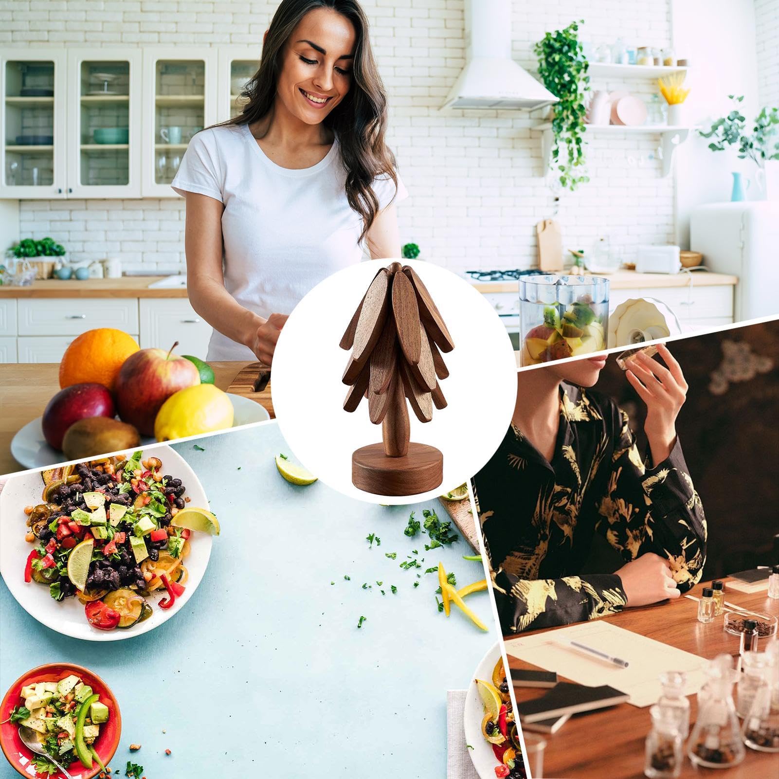 Dessous De Plat De Cuisine En Bois Pliable Résistant à La Chaleur, Dessous De Plat Pliable En Forme D'arbre, Dessous De Plat En Bois Pour Casseroles