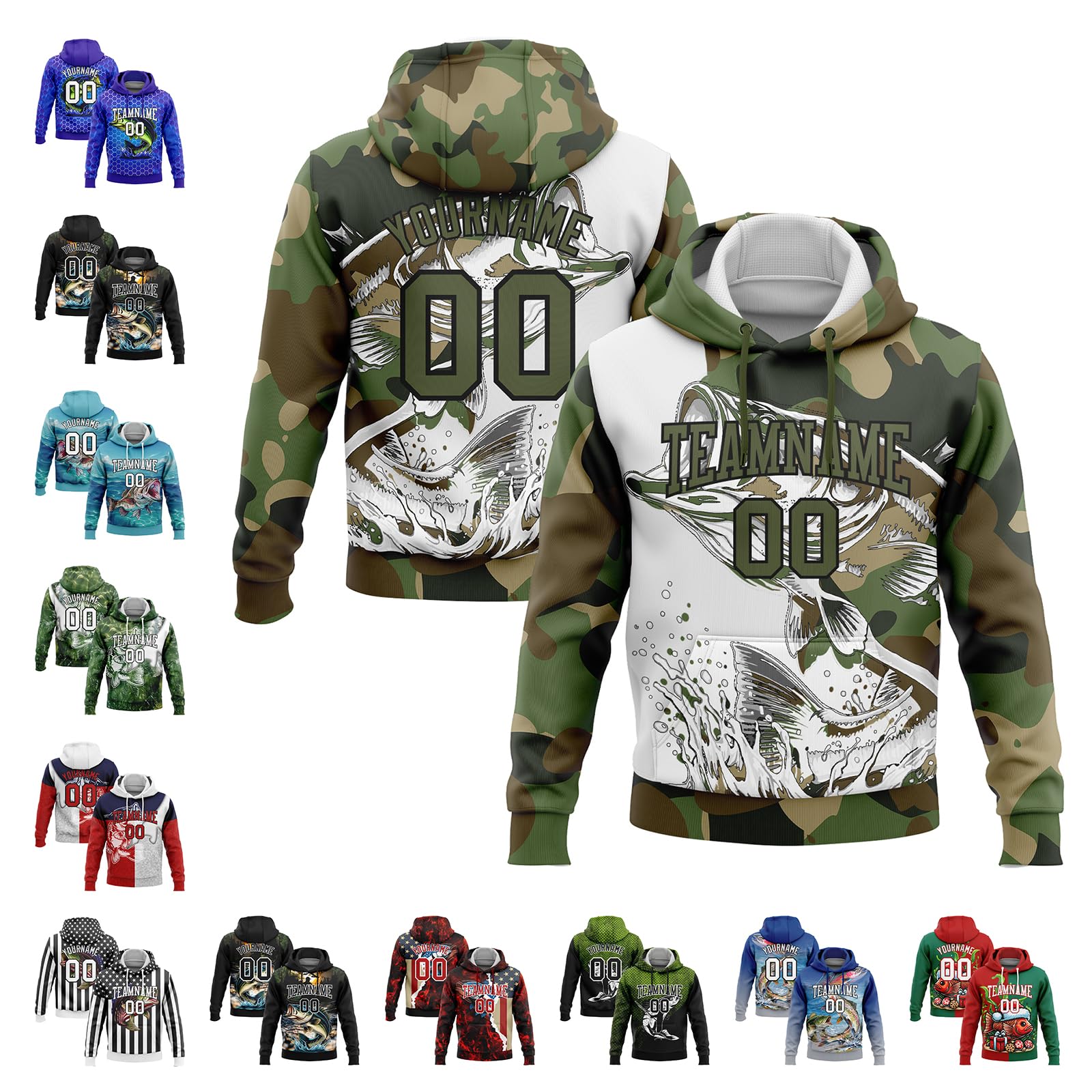 Otcassm Custom Fishing Hoodie Men Women Youth Personalised Graphic Baseball Pullover Sweatshirts Stitched Name Number Logo