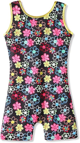 HOZIY Girls Gymnastics Leotards for Kids Tumbling Outfits Biketard Sparkle Adorable Pattern