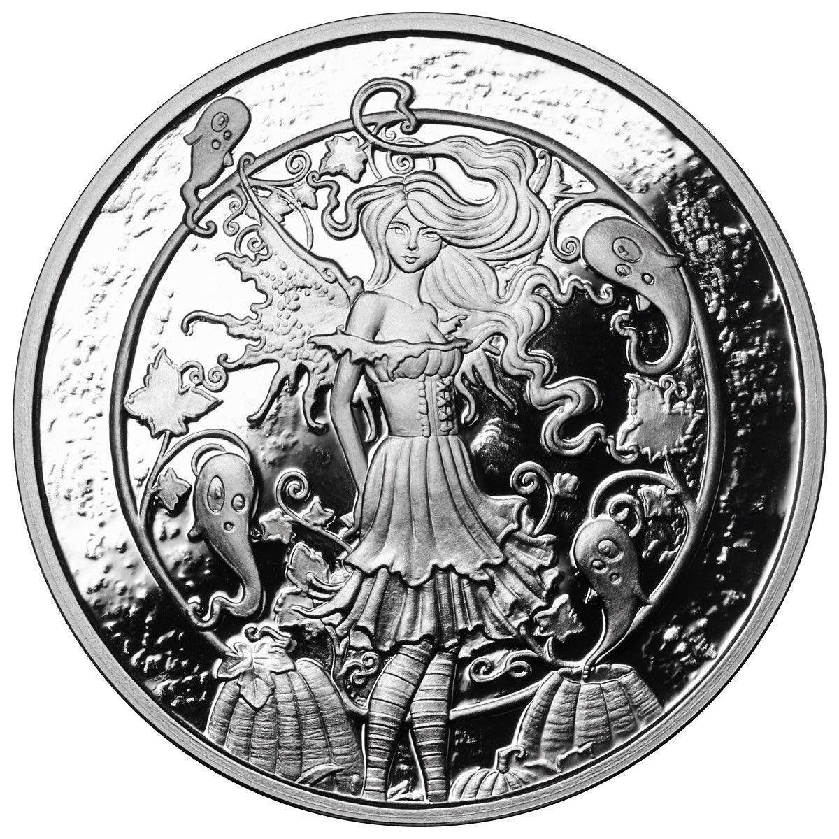 1 OZ Silver Coin Amy Brown Fairy Collection Haunted Pumpkin Patch Halloween Coin