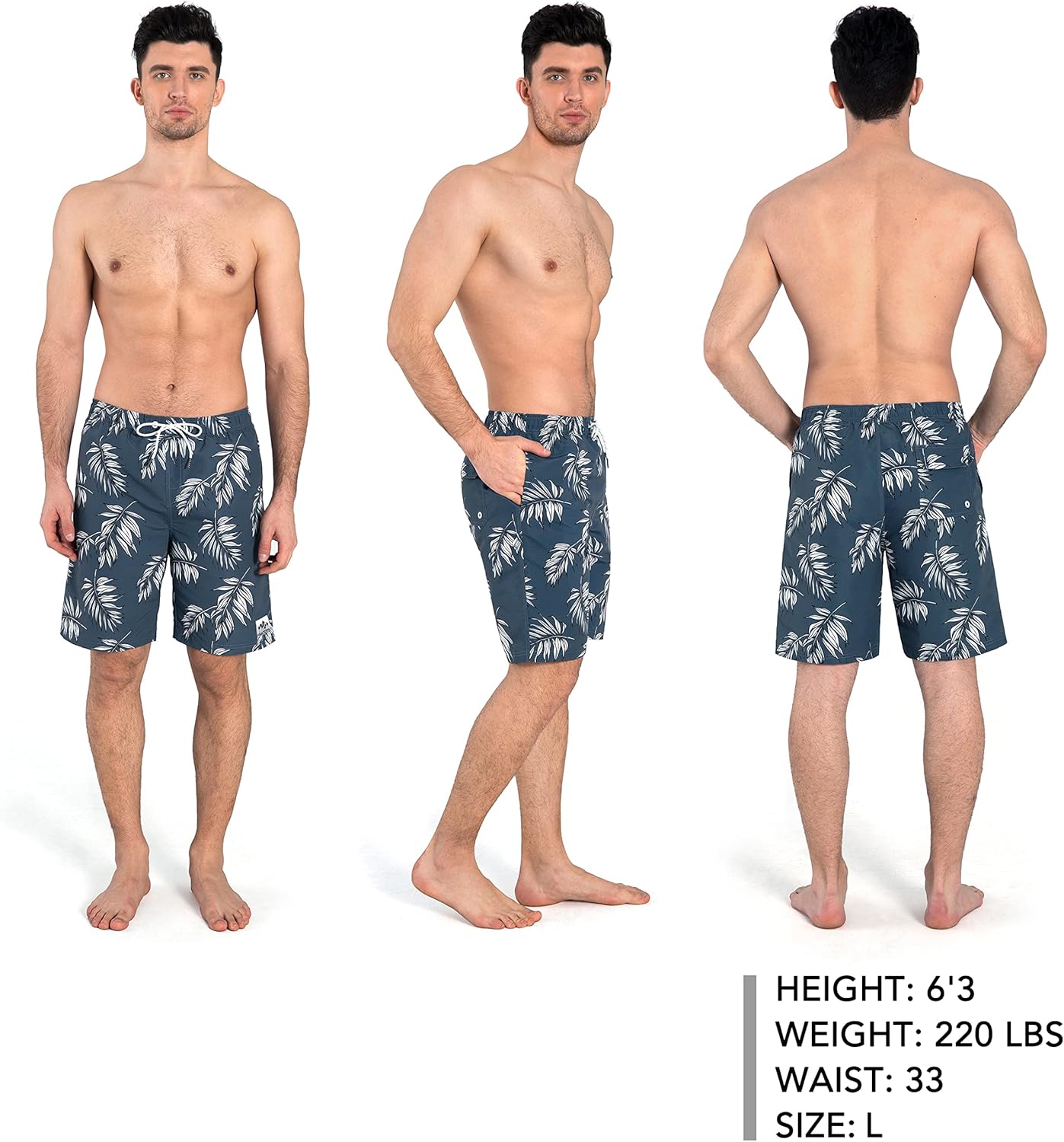 Actleis Mens Swim Trunks Board Shorts Long Quick Dry Swim Shorts with Mesh Lining us-ls17003 Large Botanical Navy