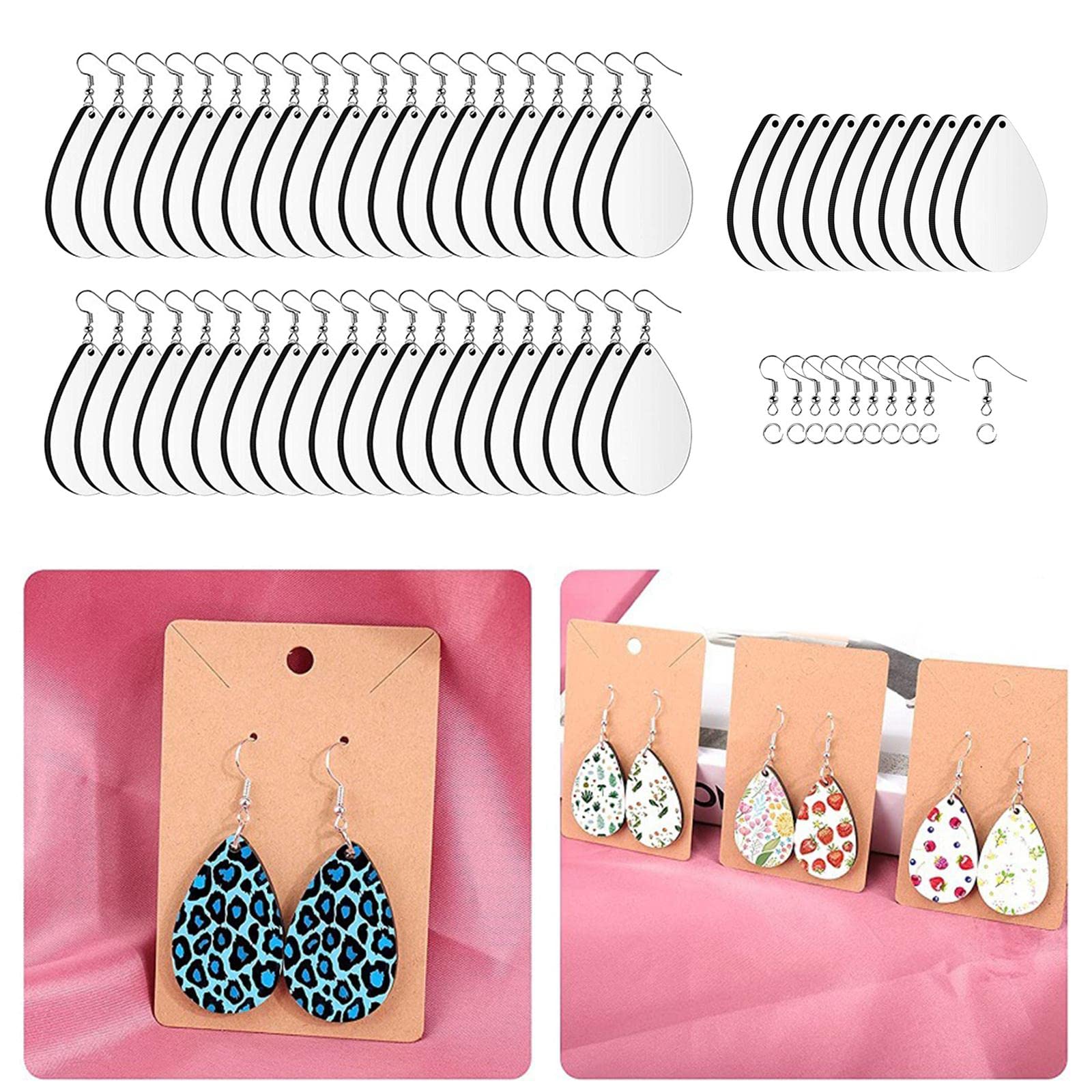 5 Set 50 Stück Sublimation Blank Ohrringe Unfertige Ohrring Anhänger DIY Handwerk
