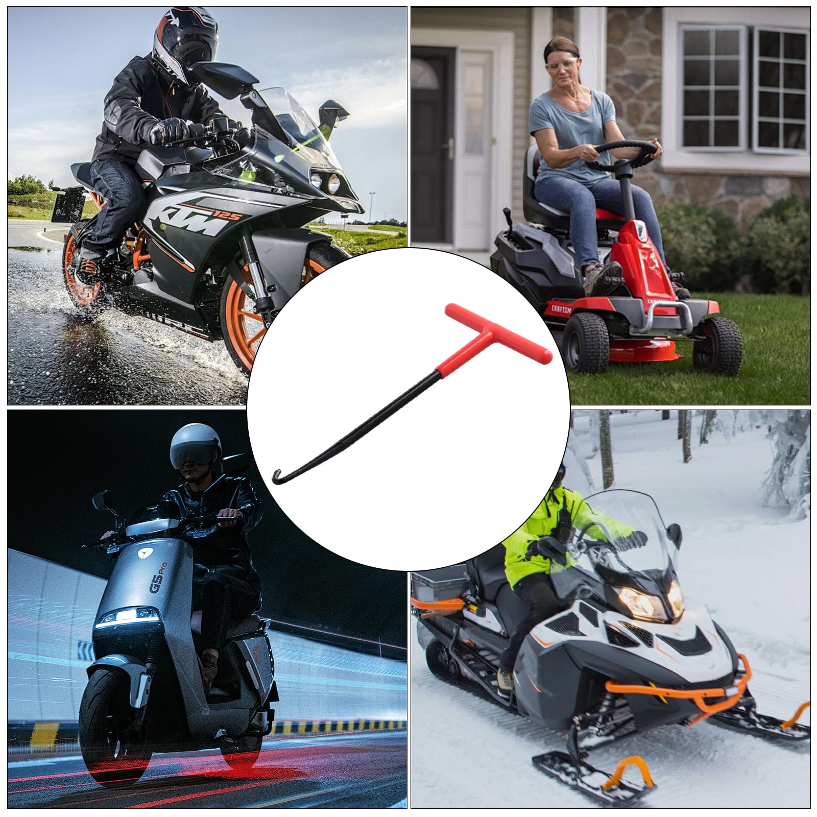 Hak sprężynowy do rury wydechowej, ściągacz sprężynowy ze stali, hak T, uchwyt T, narzędzie do motocykli, rowerów, skuterów – 16 x 8,5 cm