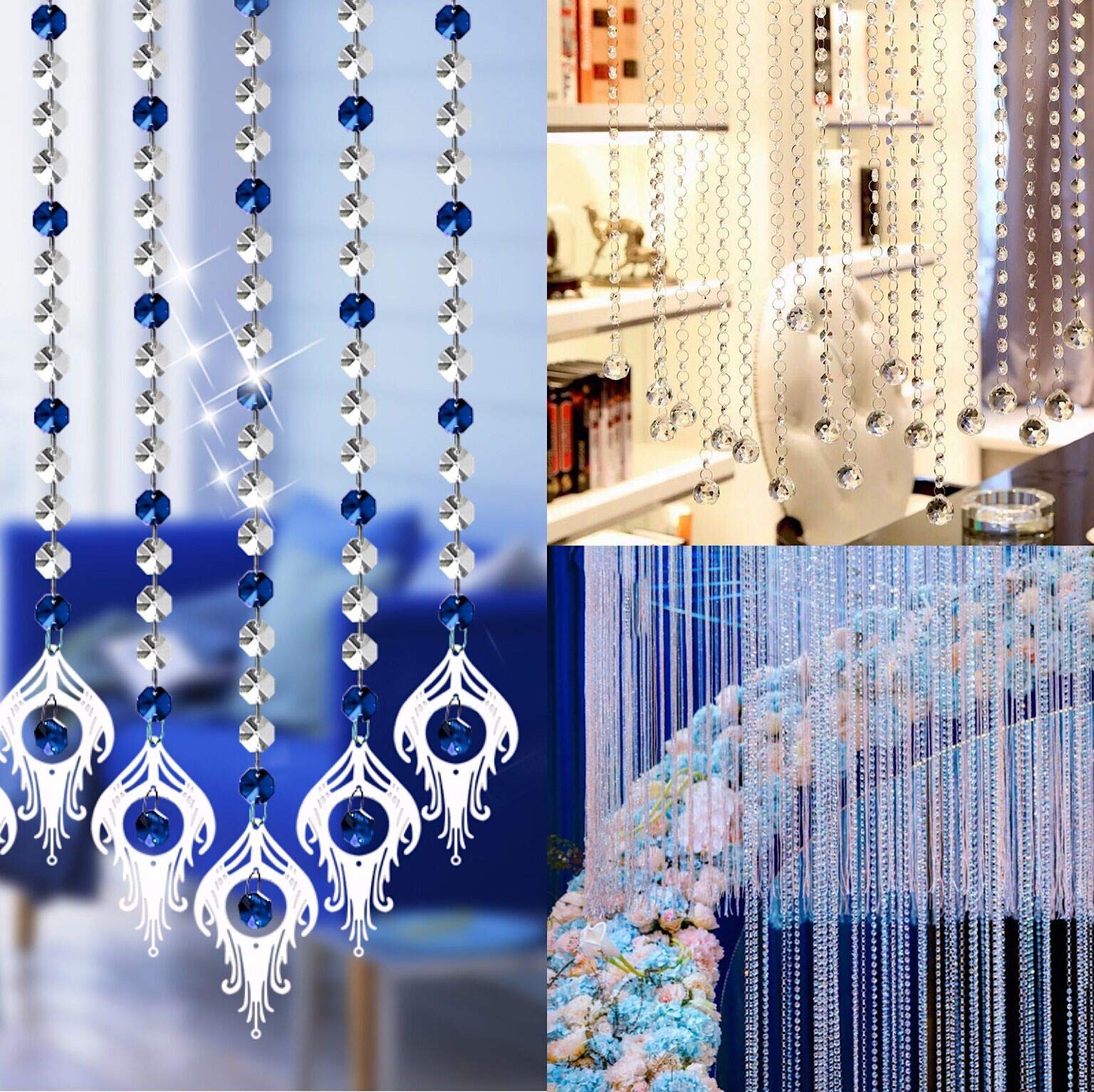 200pcs Glass Octagon Beads - 14mm AB & Clear Crystal Beads For DIY Chandelier Parts