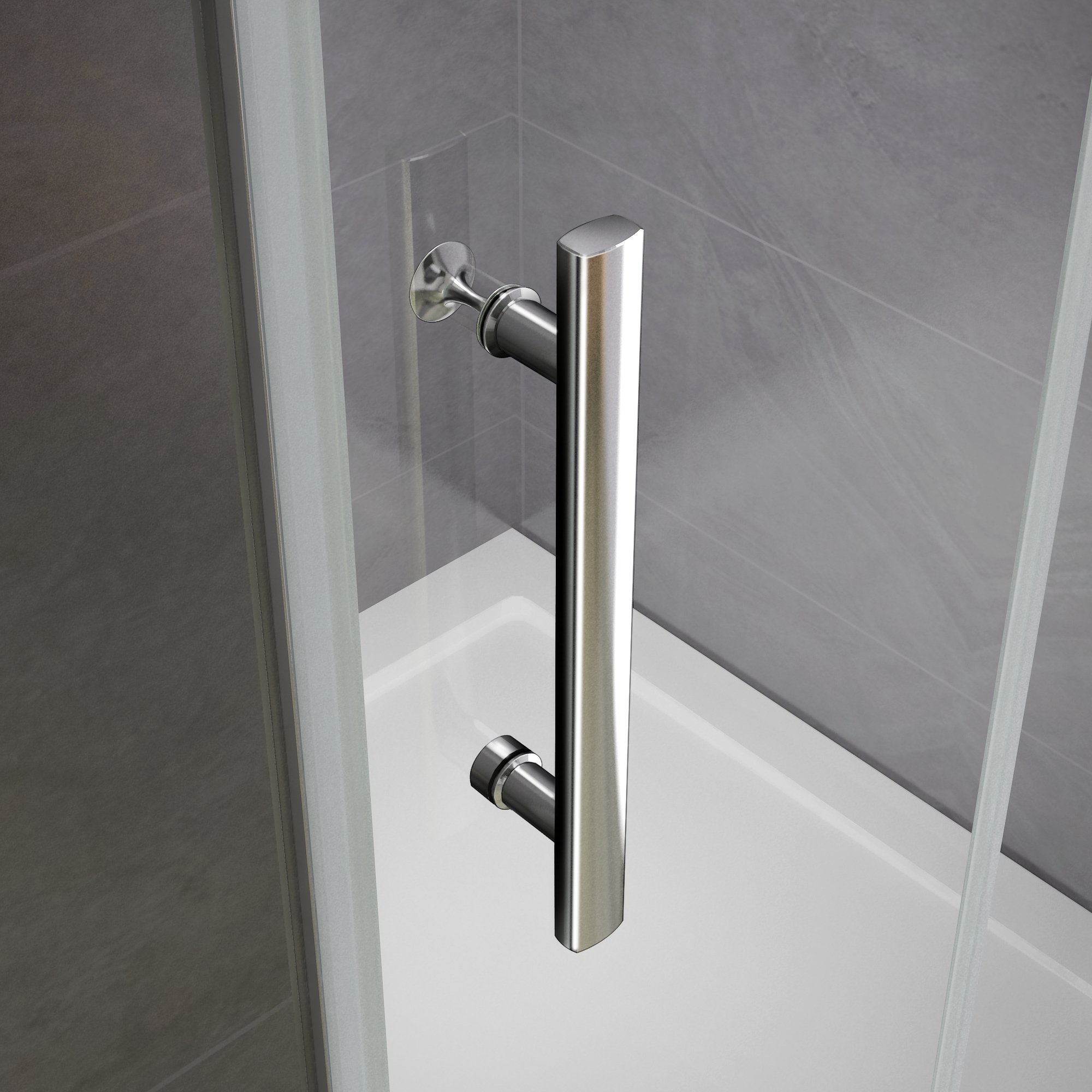 187 cm Porta Doccia Per Nicchia Apertura Battente Vetro 6 mm Temperato Trasparente Anticalcare Telaio Cromo Lucido larga 76 cm