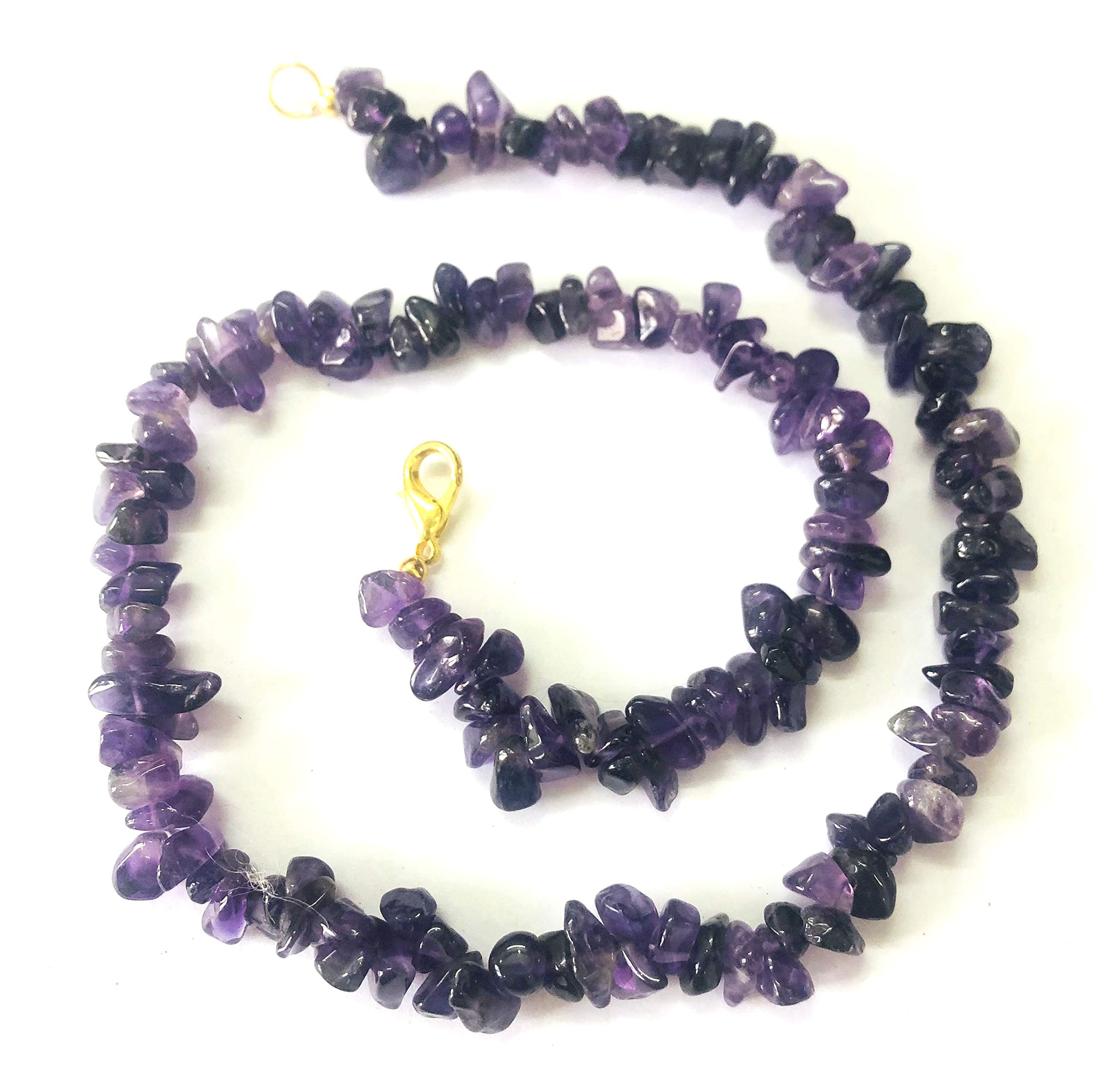 CRYSTALMIRACLEBEAUTIFUL AMETHYST 18 INCHES GEMSTONE NECKLACE CRYSTAL HEALING WOMEN GIFT POSITIVE ENERGY FASHION JEWELRY MEDITATION CHAKRA BALANCER PEACE HANDCRAFTED ACCESSORY