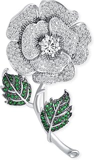 Elegant Dress Accessories Large Colorful Floral Bouquet Flower Roses Pave CZ Accent Flower Brooch Lapel Pin For Women Silver Plated Brass