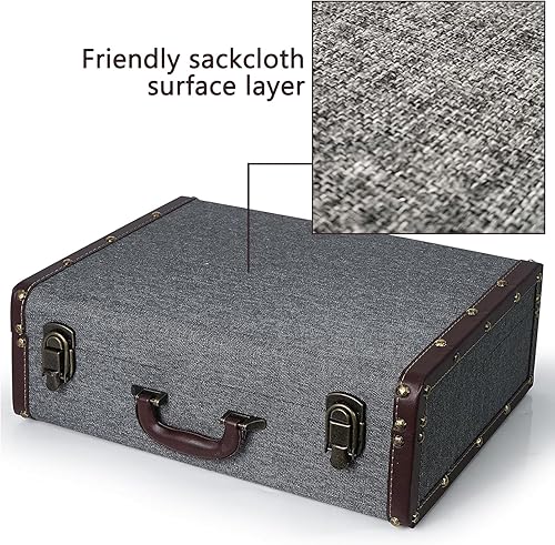 Miniatura 6 de DreamsEden Caja de almacenamiento decorativa de madera con asa, decoración rústica, maleta de madera, cofre del tesoro, caja de recuerdo
