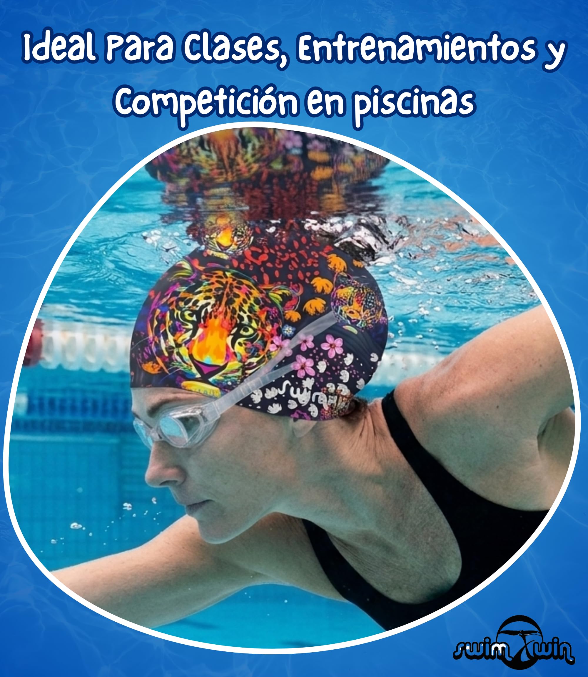 Leopard Gorro Natacion Silicona Piscina Mujer Nina Unisex Desde 5 Anos Diseno Leopardo Original Colorido Entrenamiento Aquagym Waterpolo Regalo Deportivo Familiar Pro