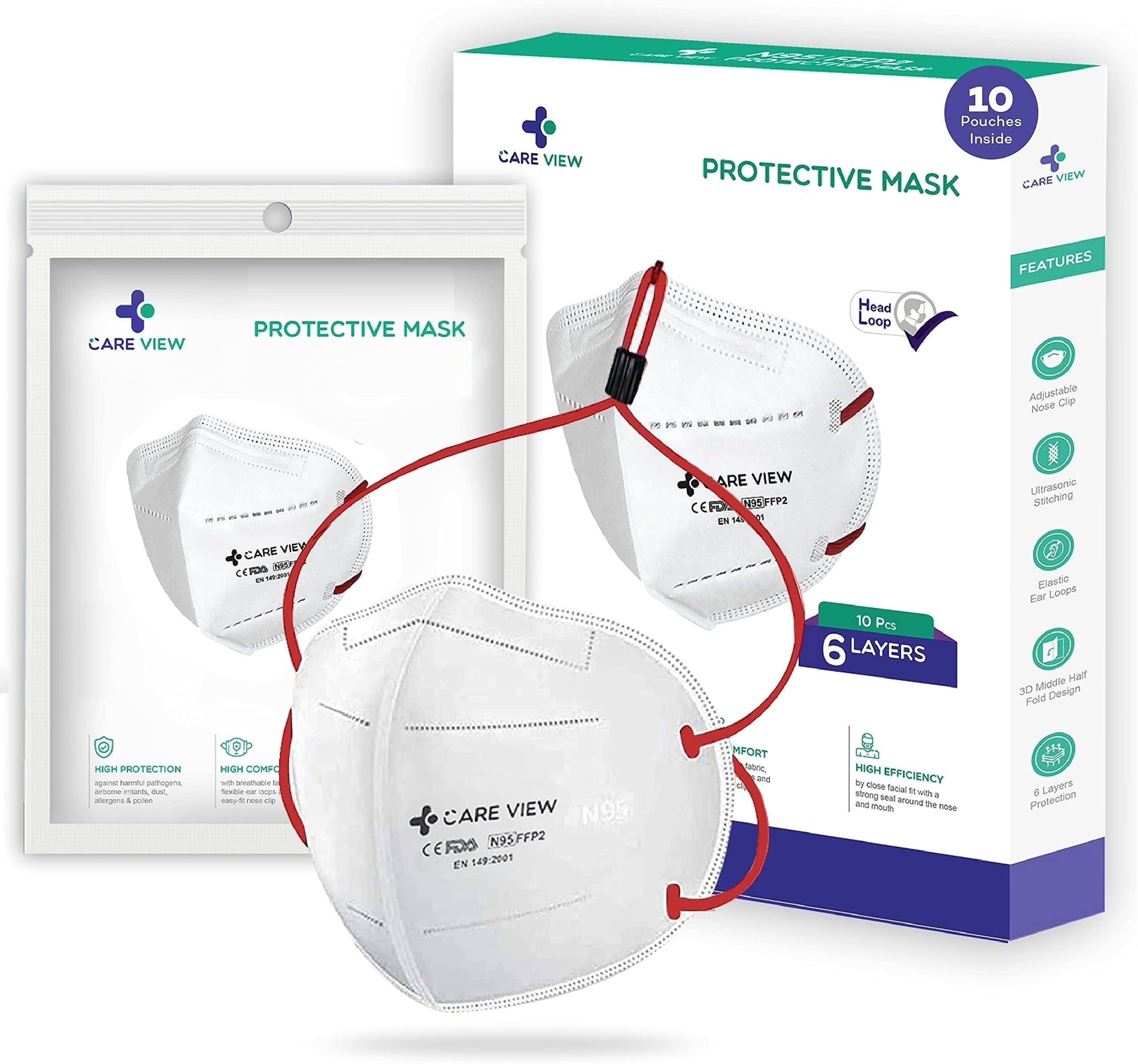 Careview Non-Woven Reuseable Fabric N95 Mask (White, Without Valve, Pack of 10) for Unisex