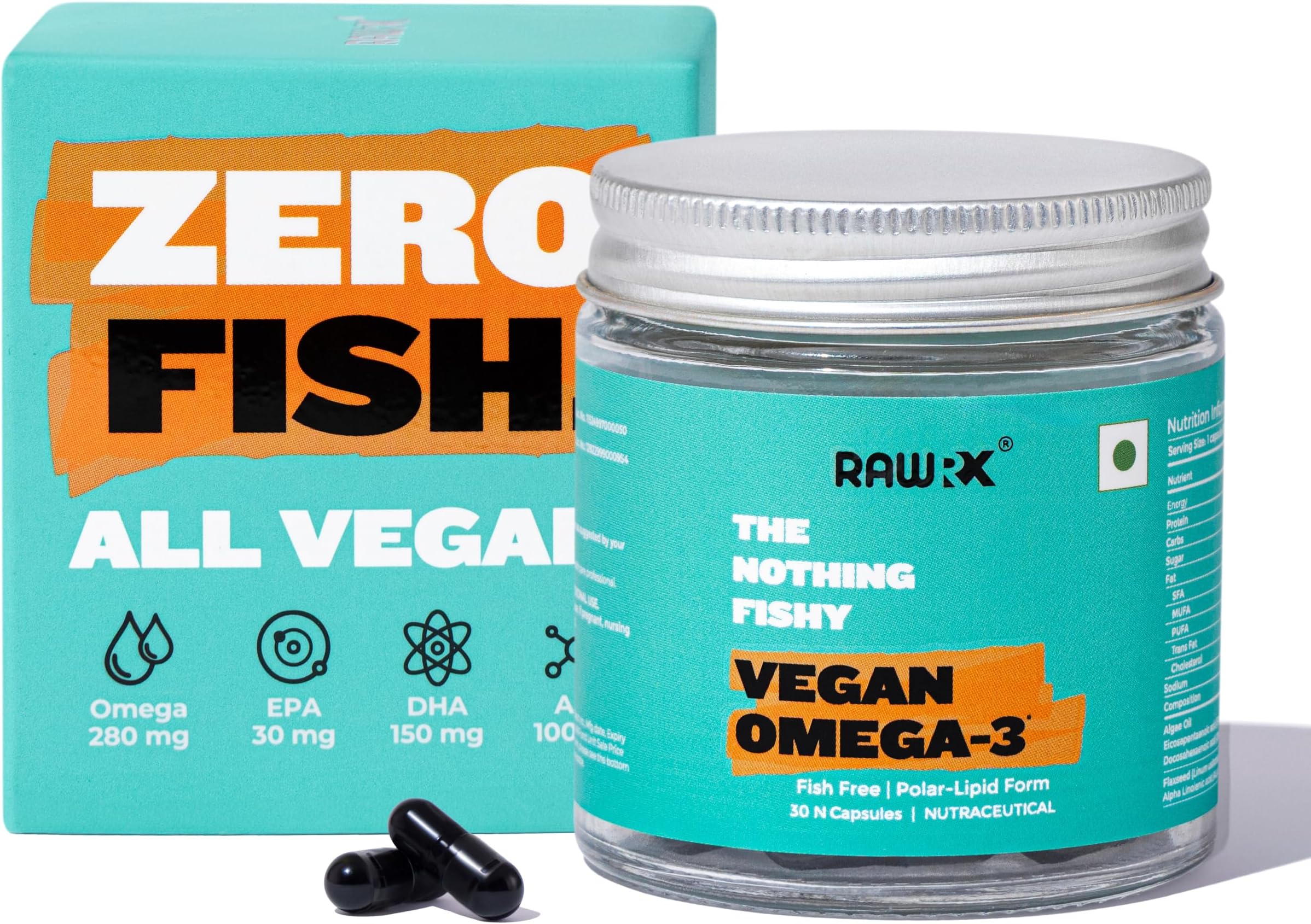 Vegan Omega 3 Supplement, Algae & Flaxseed Oil, Zero Fish, 3x Bioavailable, Burpless, No Carrageenan, For Heart, Cholesterol, Joints, Hair & Skin, Men & Women, 30 Vegetarian Capsules (1 Month)