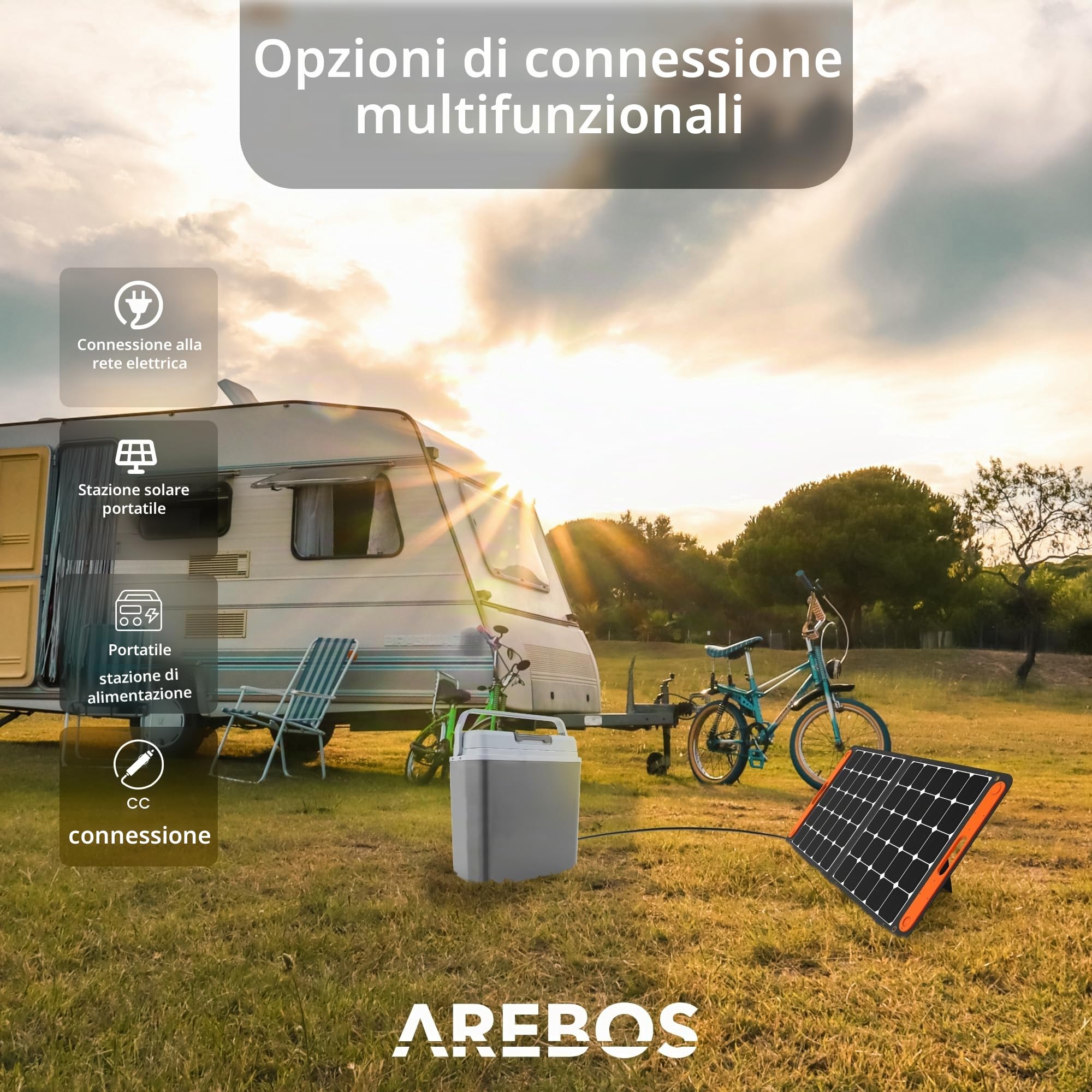 Arebos Frigorifero portatile | Frigoriferi per auto | 20 litri | per raffreddare e mantenere caldo | con modalità ECO | 12/230 V per auto e presa di corrente | Frigoriferi Portatile Elettrico