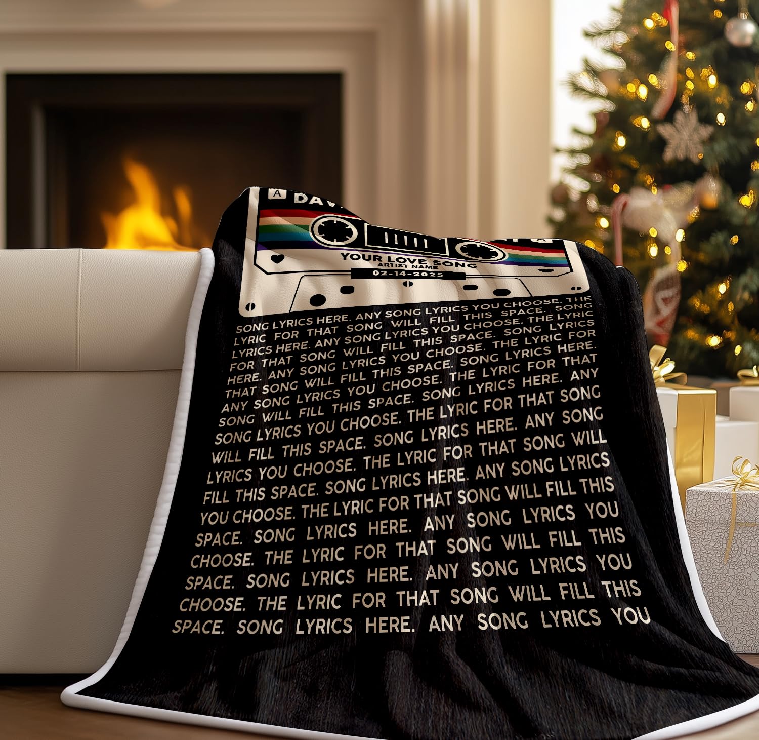 Custom Wedding Song Music Lyrics Blanket, Cassette Tape Blanket, Vinyl Record Song Lyrics Throw Blankets, Music Blanket Bedding, Gifts for Him Her, Anniversary Blanket, Wedding Couple Blanket