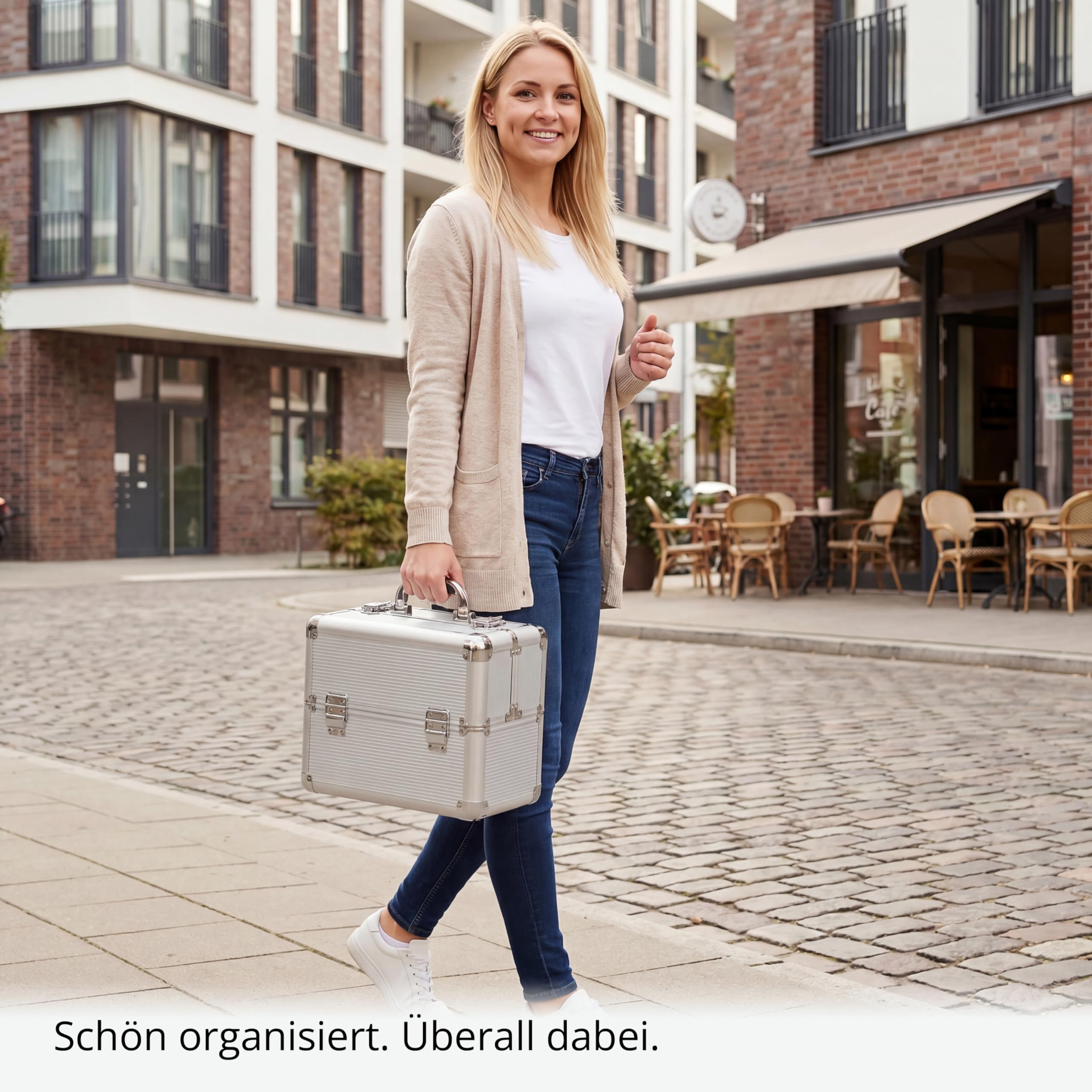 N&BF Kosmetikkoffer Silber Aluminium Klein | Beautycase Abschließbar