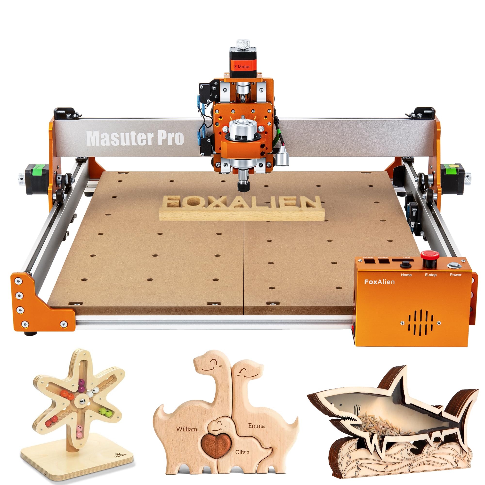 FoxAlien Masuter Pro 3-Axis CNC Router Machine, Beginner Hobby Engraving Machine All-Metal Structure for Wood Acrylic MDF Nylon Routing Milling Carving