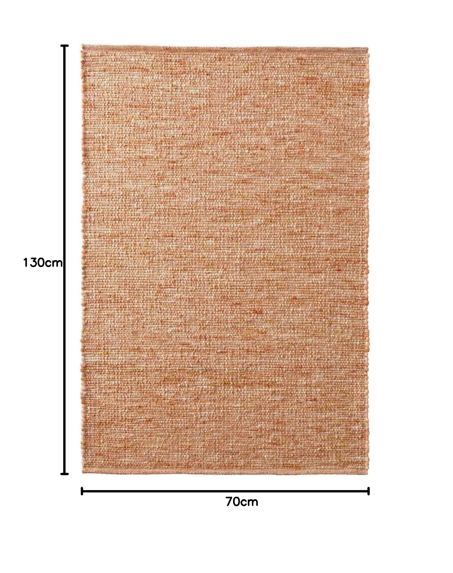 Handweb-Teppich aus Schurwolle in Skandinavischem Landhaus Design in vielen aktuellen Farben für Wohnzimmer, Esszimmer, Schlafzimmer, Flur, auch als Läufer beidseitig verwendbar terracotta 070x130 cm
