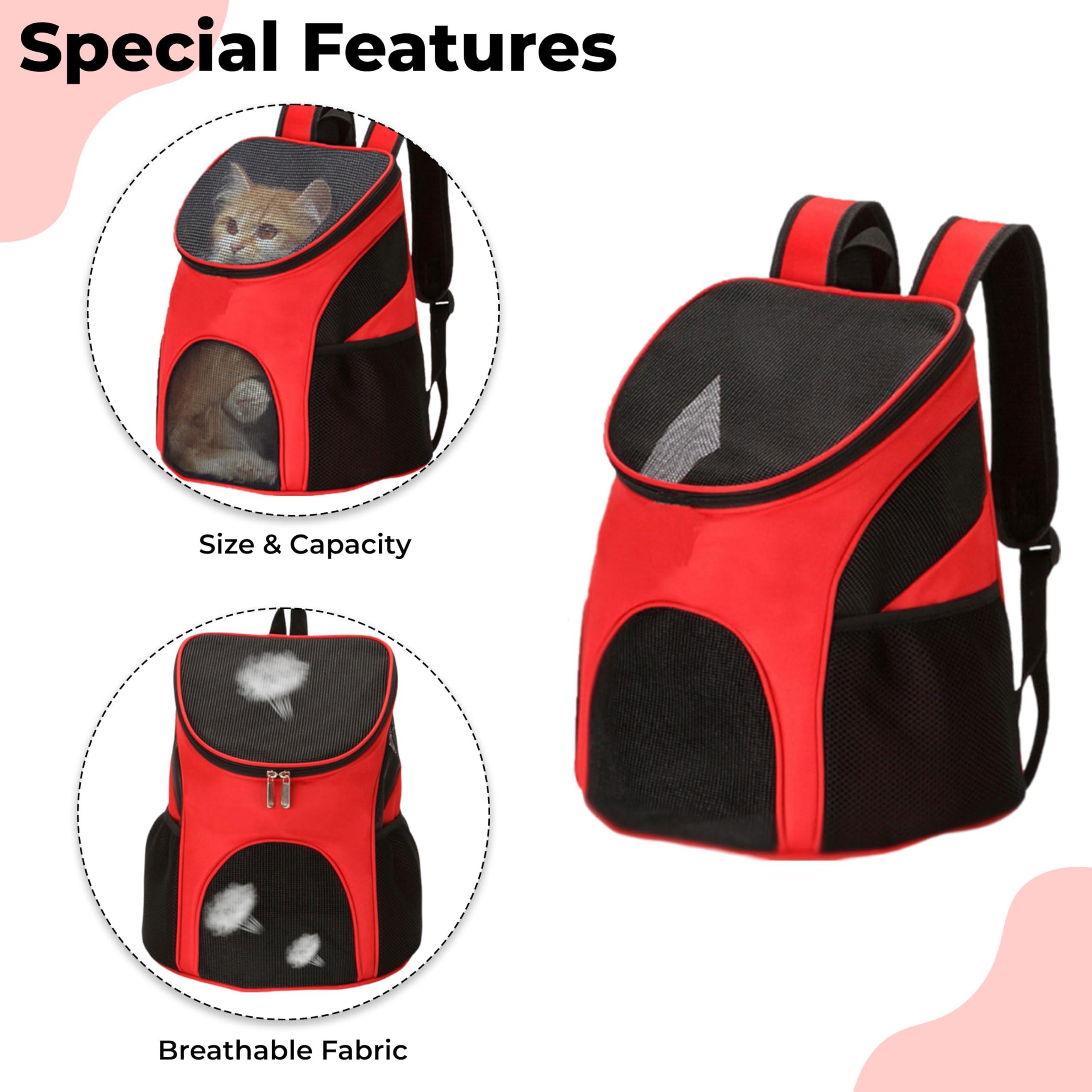 Kraptick Pet Backpack, Pet Bag for Travel, Pet Shoulder Bag, Pet