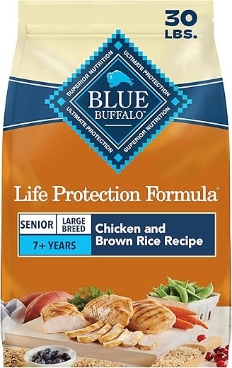 Blue Buffalo Life Protection Formula Natural Senior Large Breed Dry Dog Food, Chicken and Brown Rice 30-lb