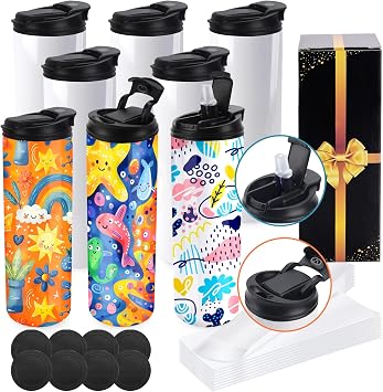 Joyclub 8 Pack 20 oz Sublimation Water Bottle Blanks with Leakproof Lids | Fits Cold or Hot Drinks With Gift Boxes Perfect for Sports Outdoors Easy to Carry