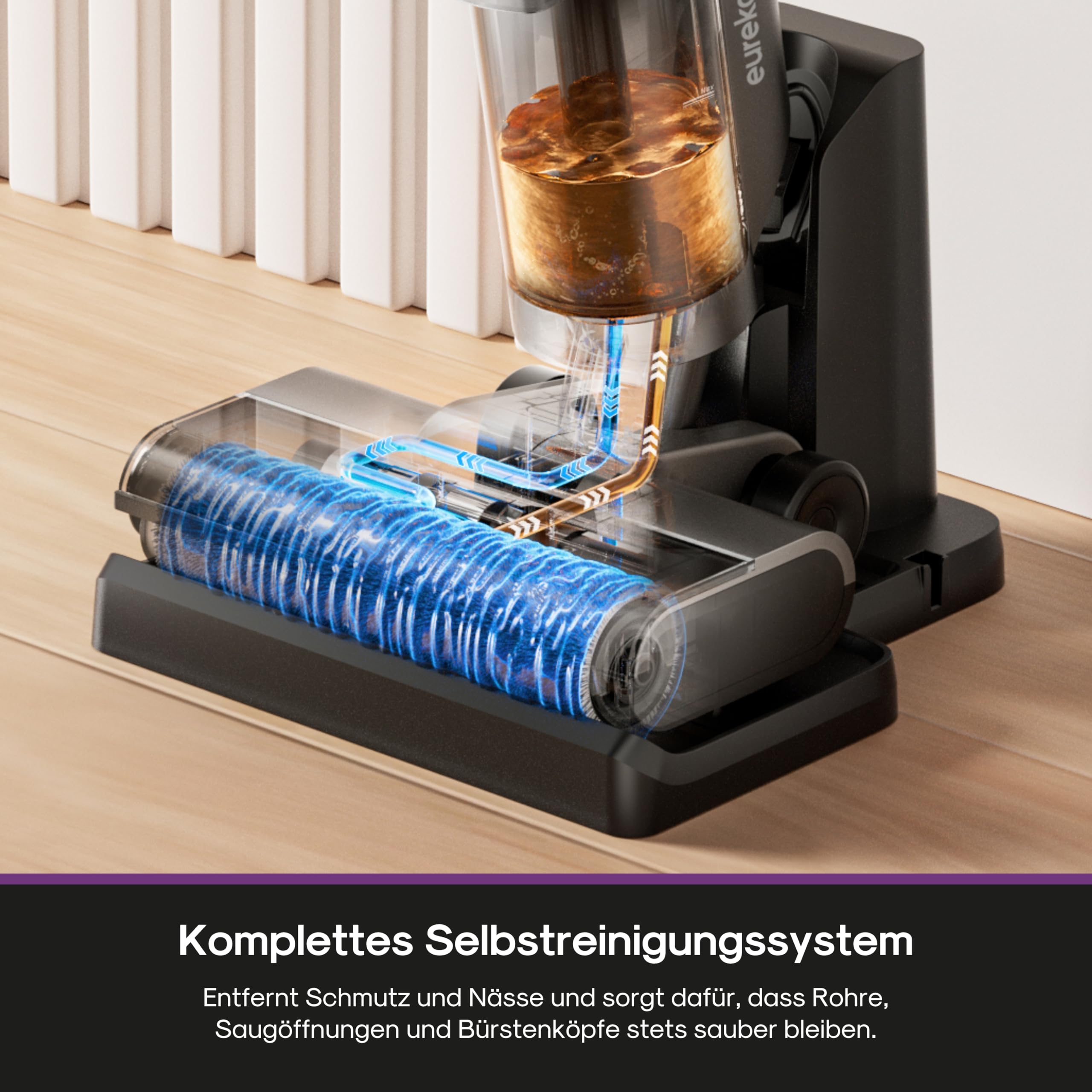 Eureka Rapidwash NEW430 Kabelloser Nass Trockensauger Polsterreiniger, mit Wischfunktion für mehrere Oberflächen, Tierhaare,LED-Display,Selbstreinigungs- und Trockenfunktion, Sprachnavigation