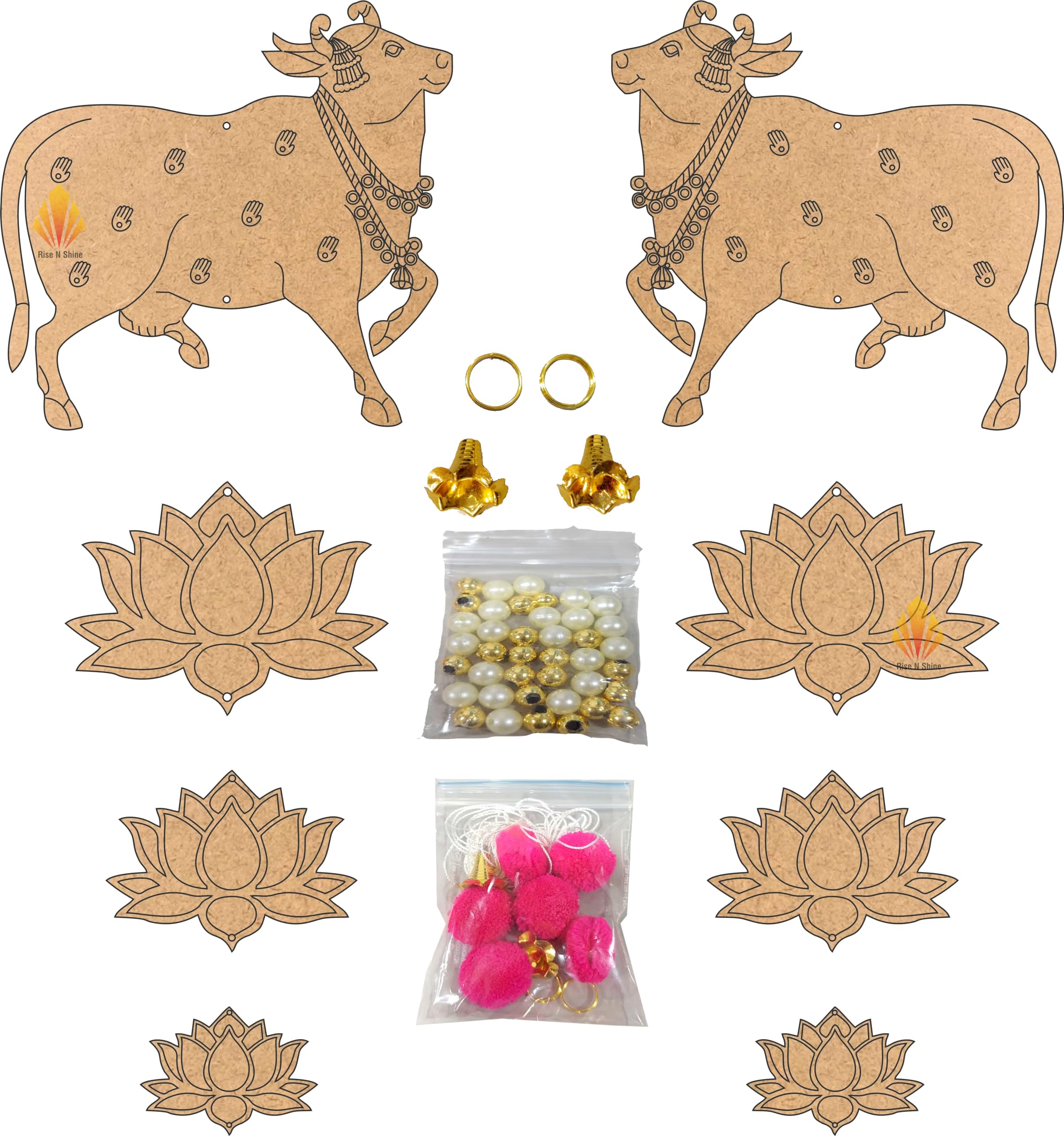 Buy Rise n Shine Pichwai Cow Pine MDF Cutouts, Pichwai Painting MDF