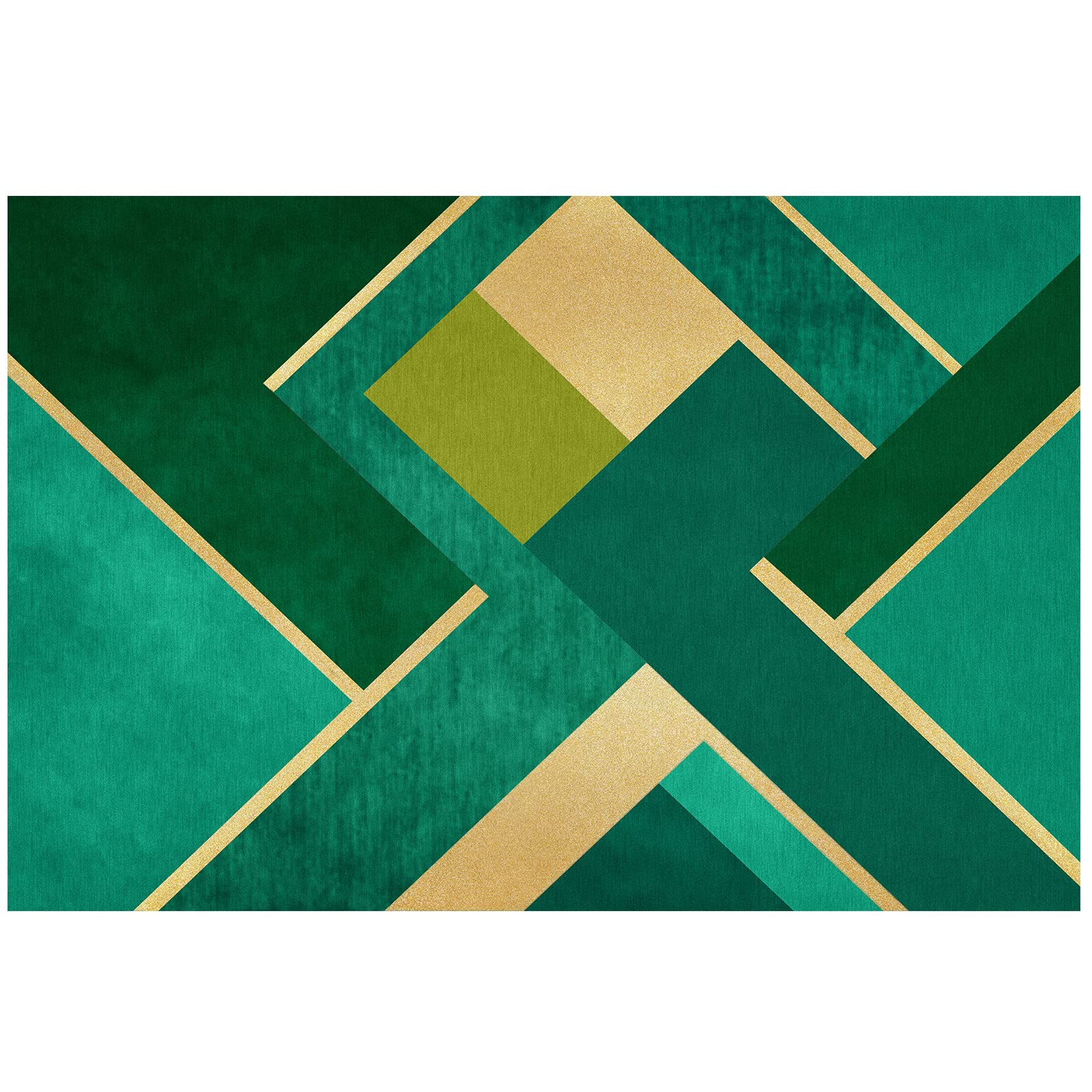 Tapis vert et doré 140x200 cm rectangulaire à poils ras pour salon
