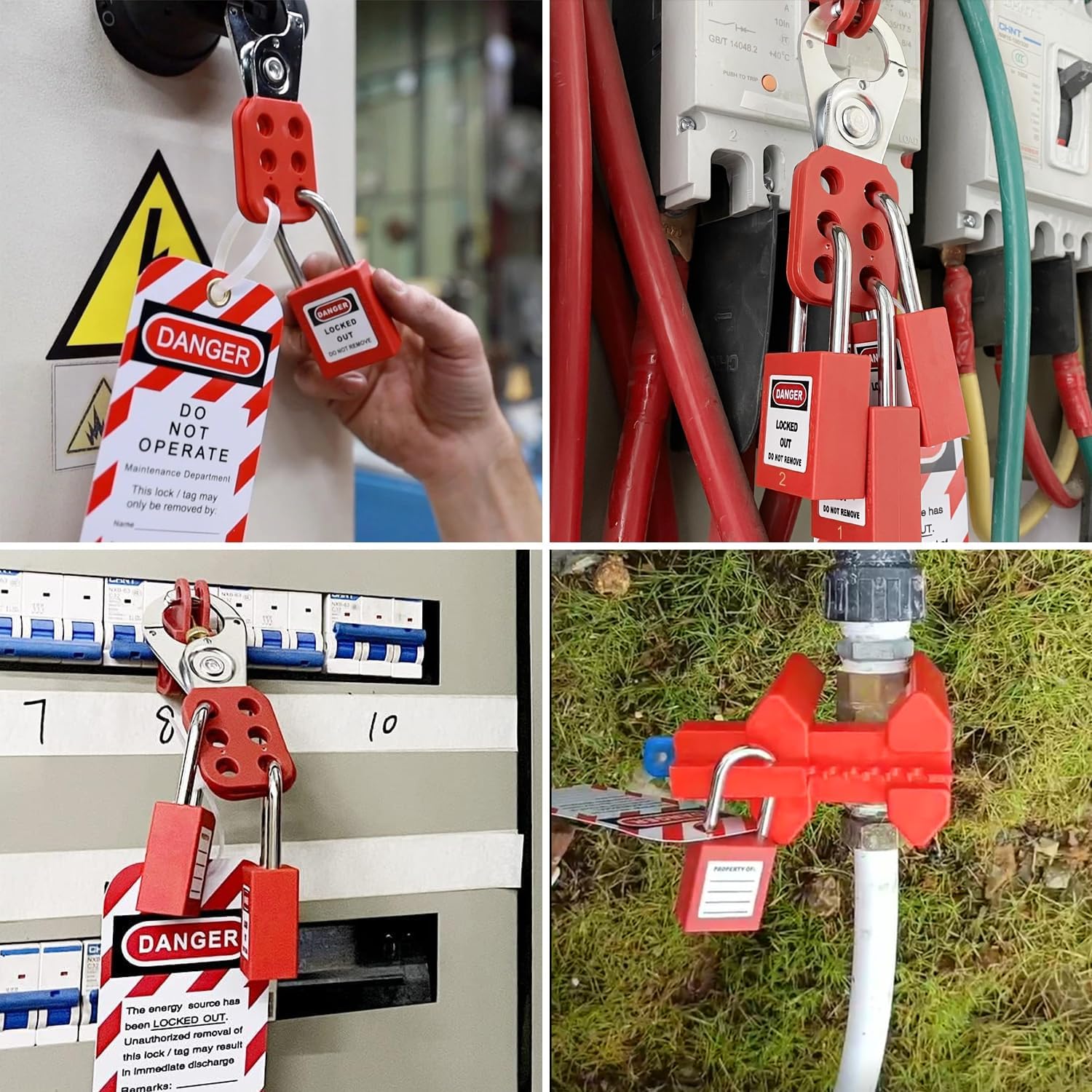 SAFBY 4-in-1 Lockout Tagout (Loto) Kit–Complete OSHA Safety Group Lock Out Hasps, Tag Out for Kits Station Electrical (4 Kits in 1)