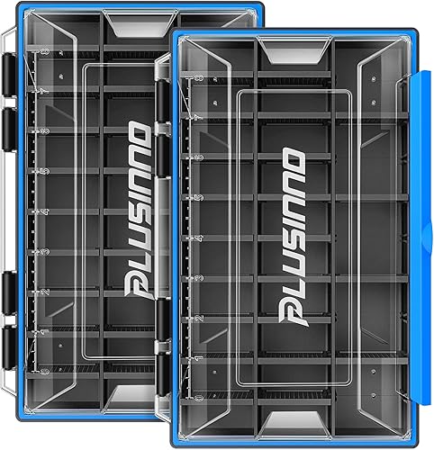 Miniatura 8 de PLUSINNO Organizador de Caja de Aparejos, Paquetes de 1/2, Bandejas de Aparejos Impermeables, Caja de Aparejos de Pesca con Divisores Removibles,