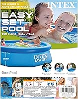 Vista 7 de Intex Easy Set - Piscina inflable redonda de 10 pies x 30 pulgadas sobre el suelo con paredes laterales de 3 capas de calibre 30 y tapón de drenaje