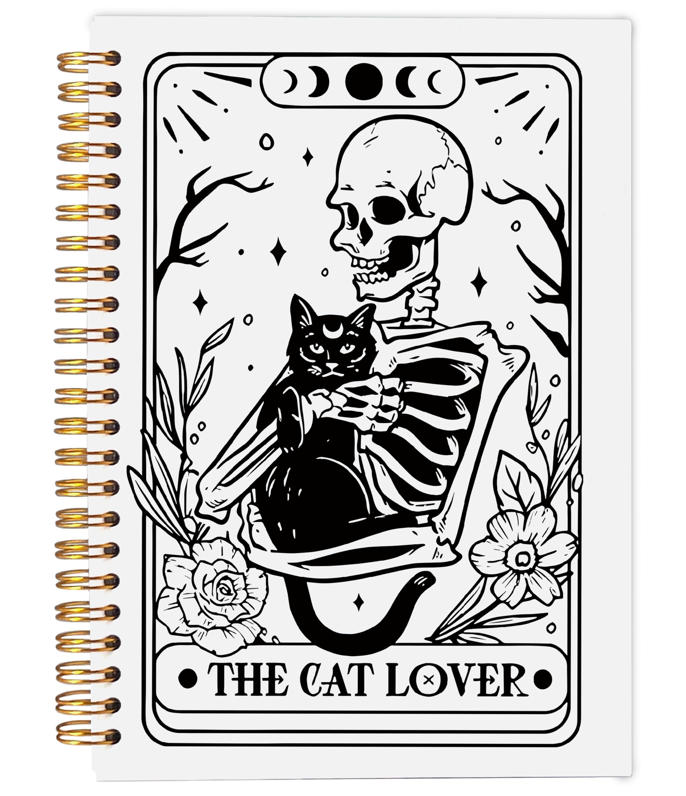 Ecezatik The Cat Lover Tarot Journal Notebook - Cat Gifts for Women Cat Lovers, Cat Mom Gifts, Gothic Goth Skeleton Notebook, Witchy Journal, Witchy