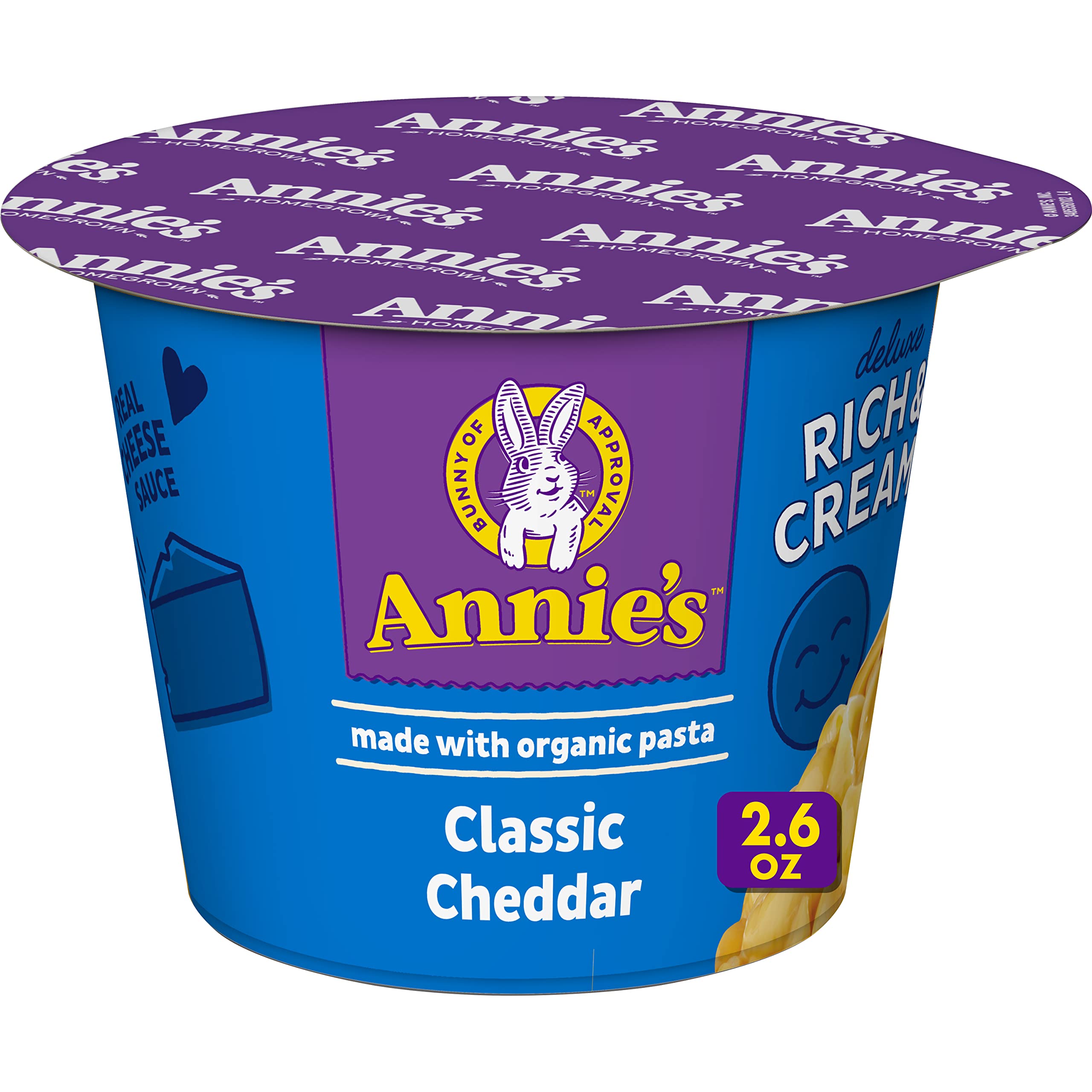 Annie's Microwavable Macaroni and Cheese Cups, Deluxe Rich and Creamy, Shells and Classic Cheddar, 1 Cup
