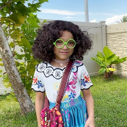 Miniatura 2 de WanBigVa Pelucas para niños y niñas accesorios de disfraz con lentes y aretes para Halloween fiesta de cosplay