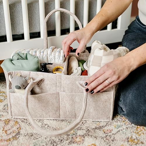 Miniatura 7 de PUTSKA Organizador de pañales para bebé, cesta de almacenamiento para estación de pañales, cesta de bebé, lista de regalos de baby shower, artículos