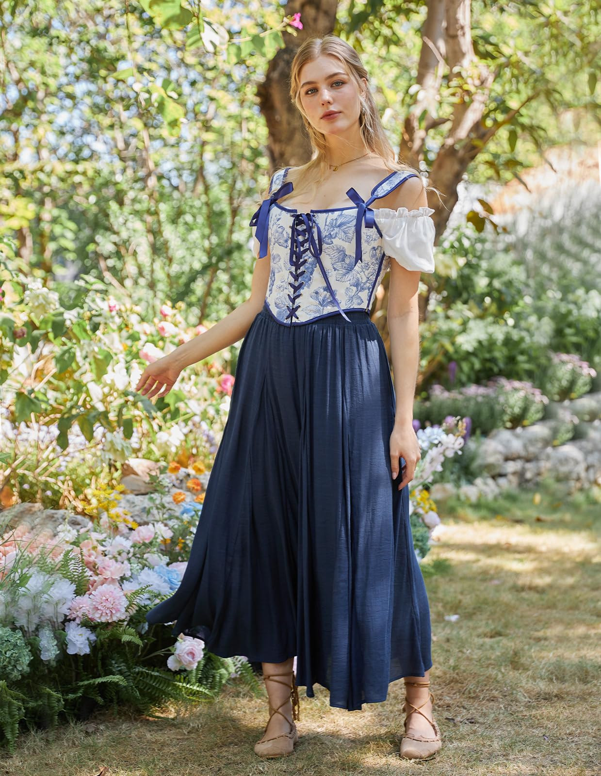 Scarlet Darkness Women Maxi Skirt Jupe Femme (Lot de 1) | Poches, ligne A, taille haute élastique, pour l'été, décontracté, vacances, Ren Faire