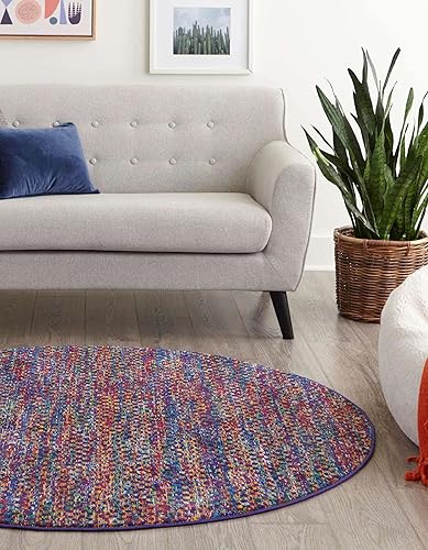 Miniatura 4 de Unique Loom Calypso Collection - Alfombra de área (5 pies 3 pulgadas, redonda, multicolor y azul)